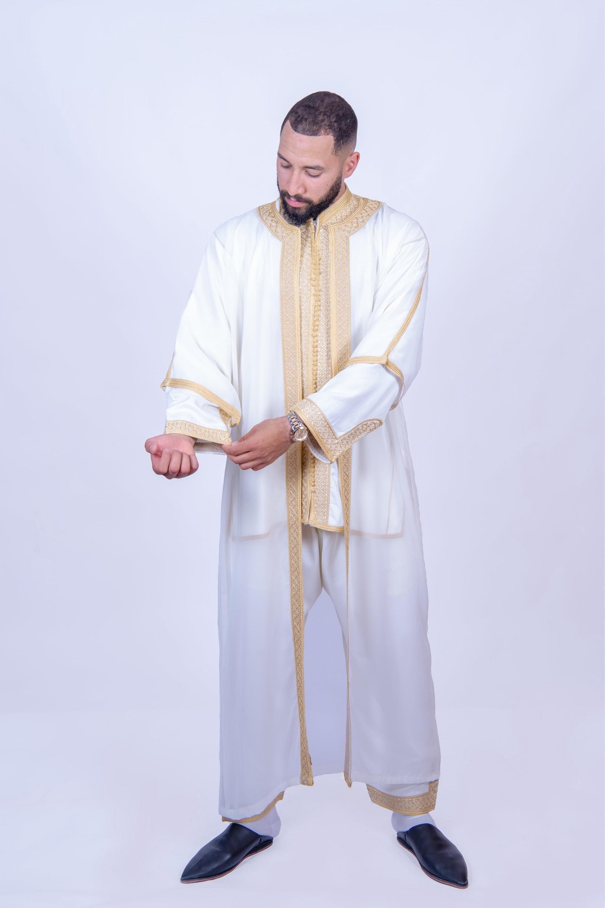 Moroccan Jabador Men's 3-Piece Set, Embroidered Wedding Outfit