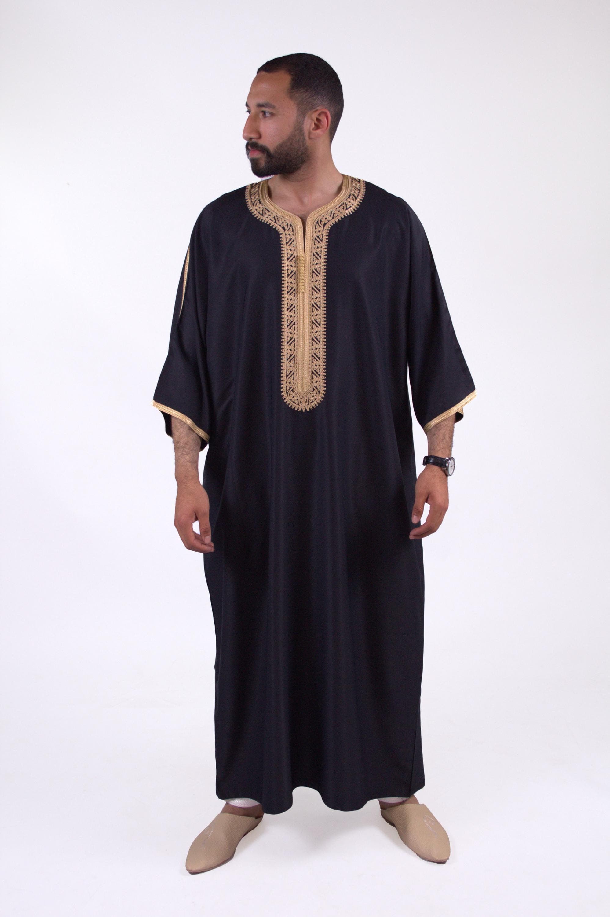 Moroccan Thobe for men - Embroidered Islamic Kaftan, Eid Gift