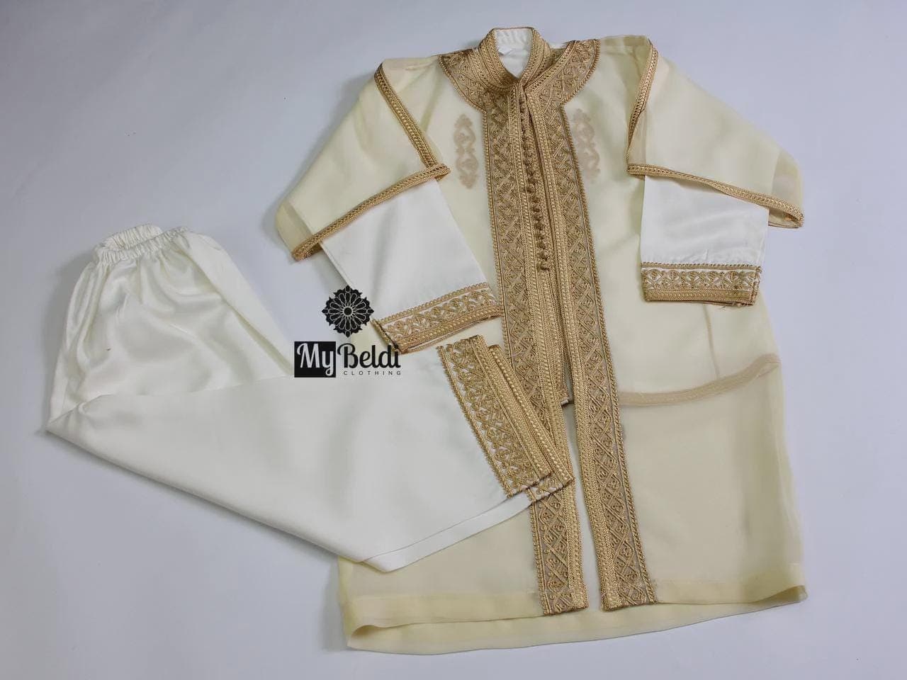 Boys Moroccan Jabador Set: Embroidered Cape, Gabardine Eid Outfit - image 3