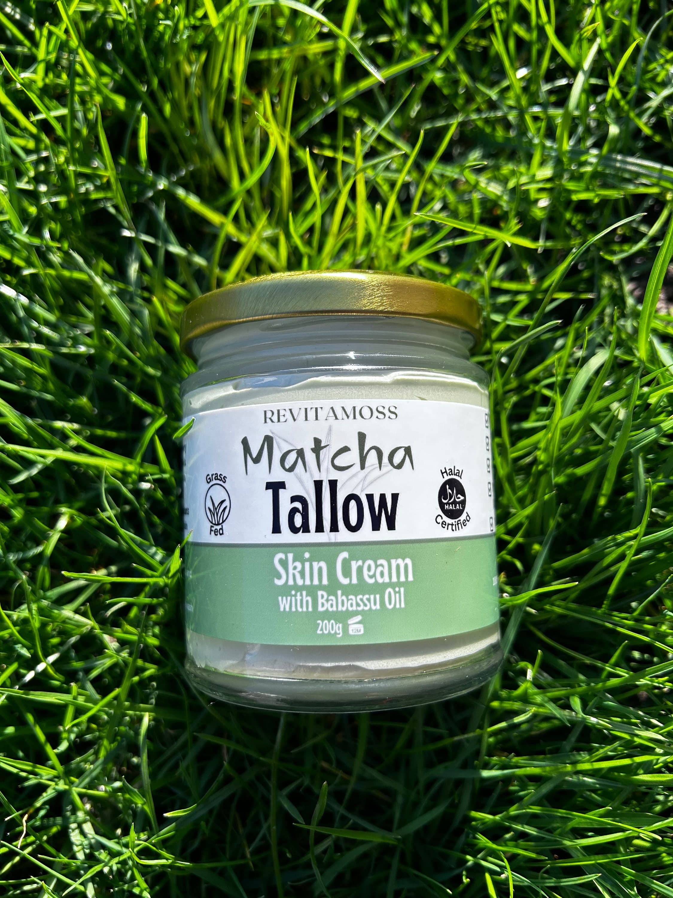 Whipped Tallow Cream infused with Matcha | Halal Tallow | Grass Fed and 100% Natural Beef Tallow Moisturiser | 200g Glass Jar - image 3