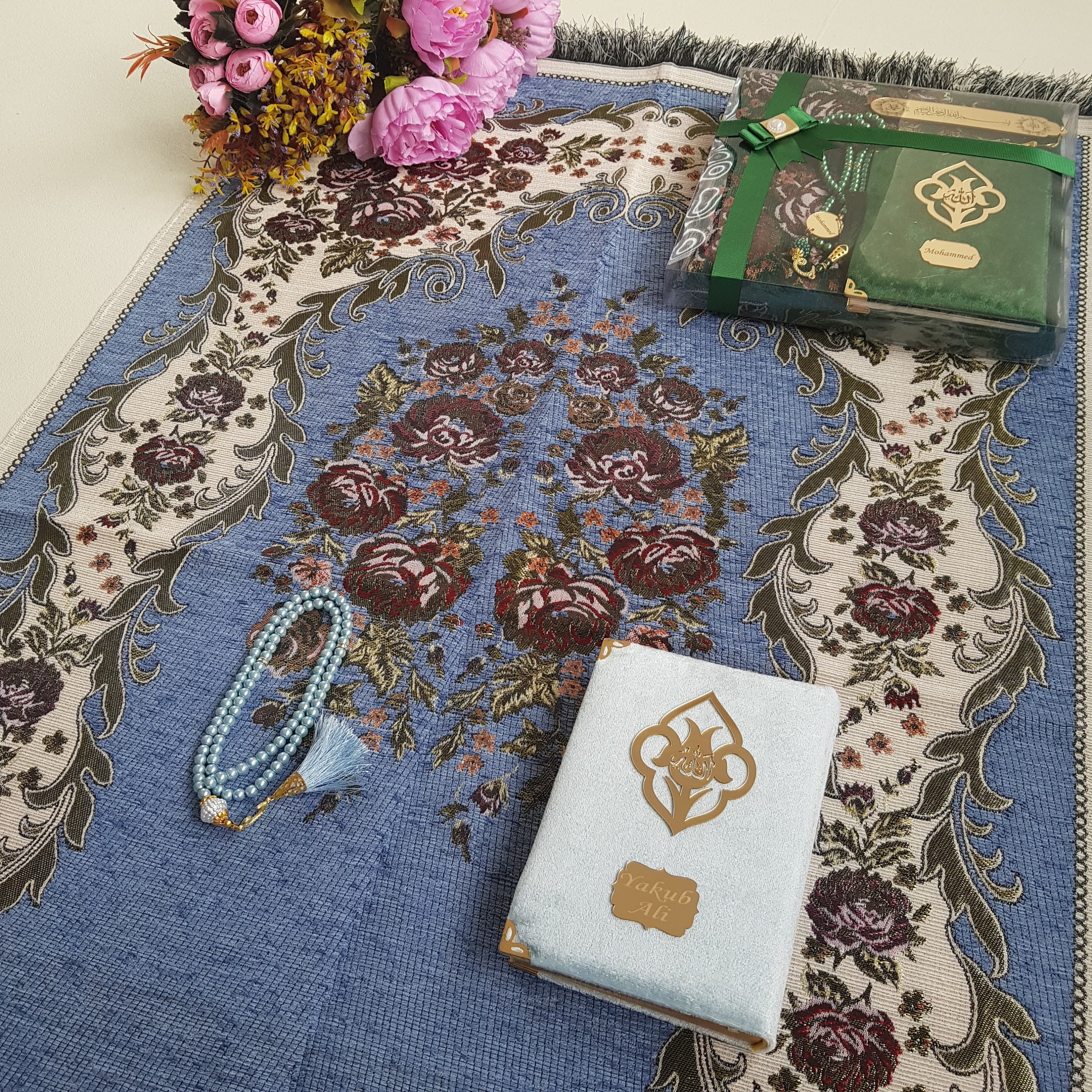 Personalized Prayer Mat Gift Set | Quran, Yaseen & Tasbeeh - image 3