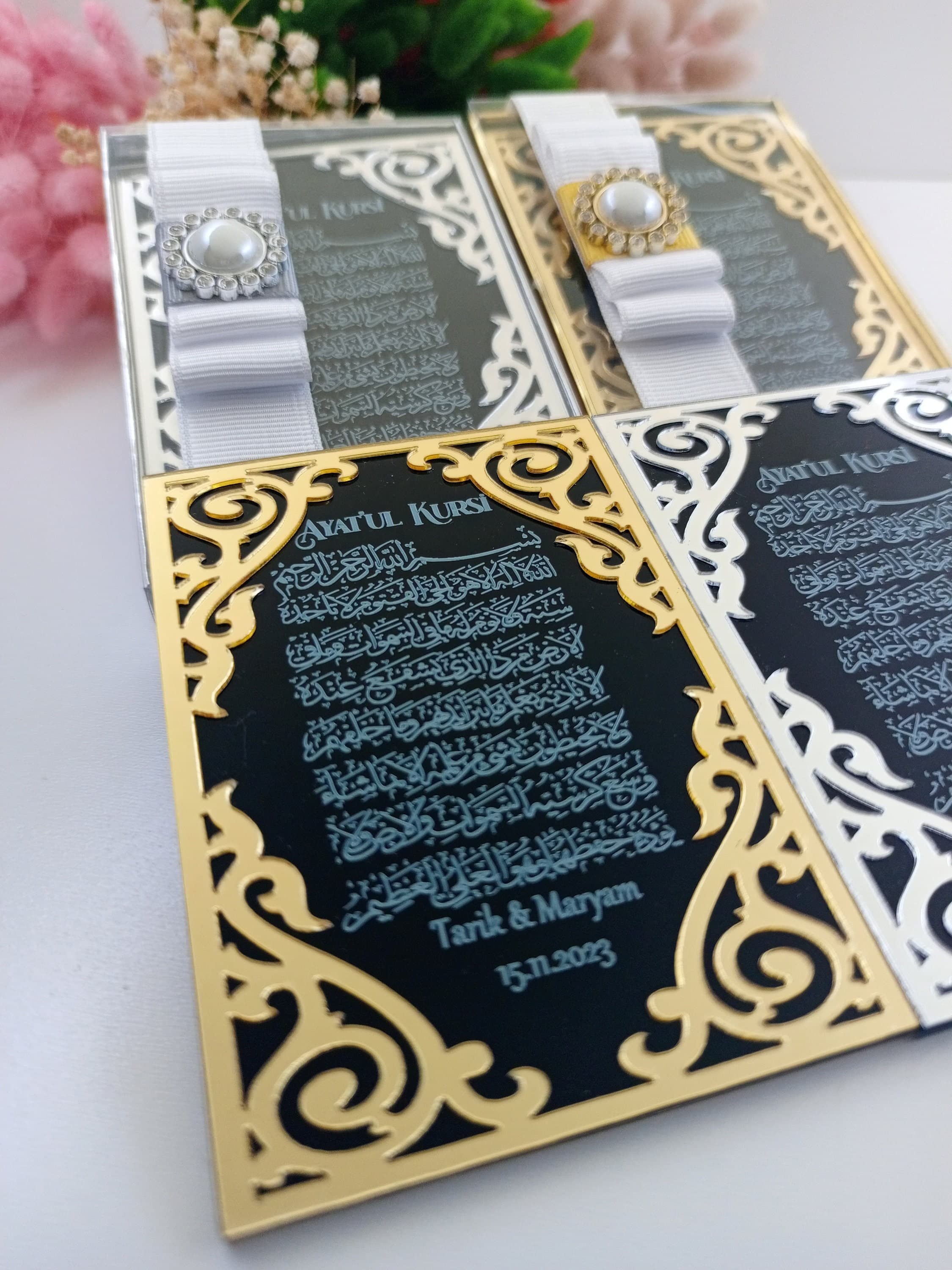 Engraved Ayatul Kursi Acrylic Mirror Favors | Islamic Wedding, Eid
