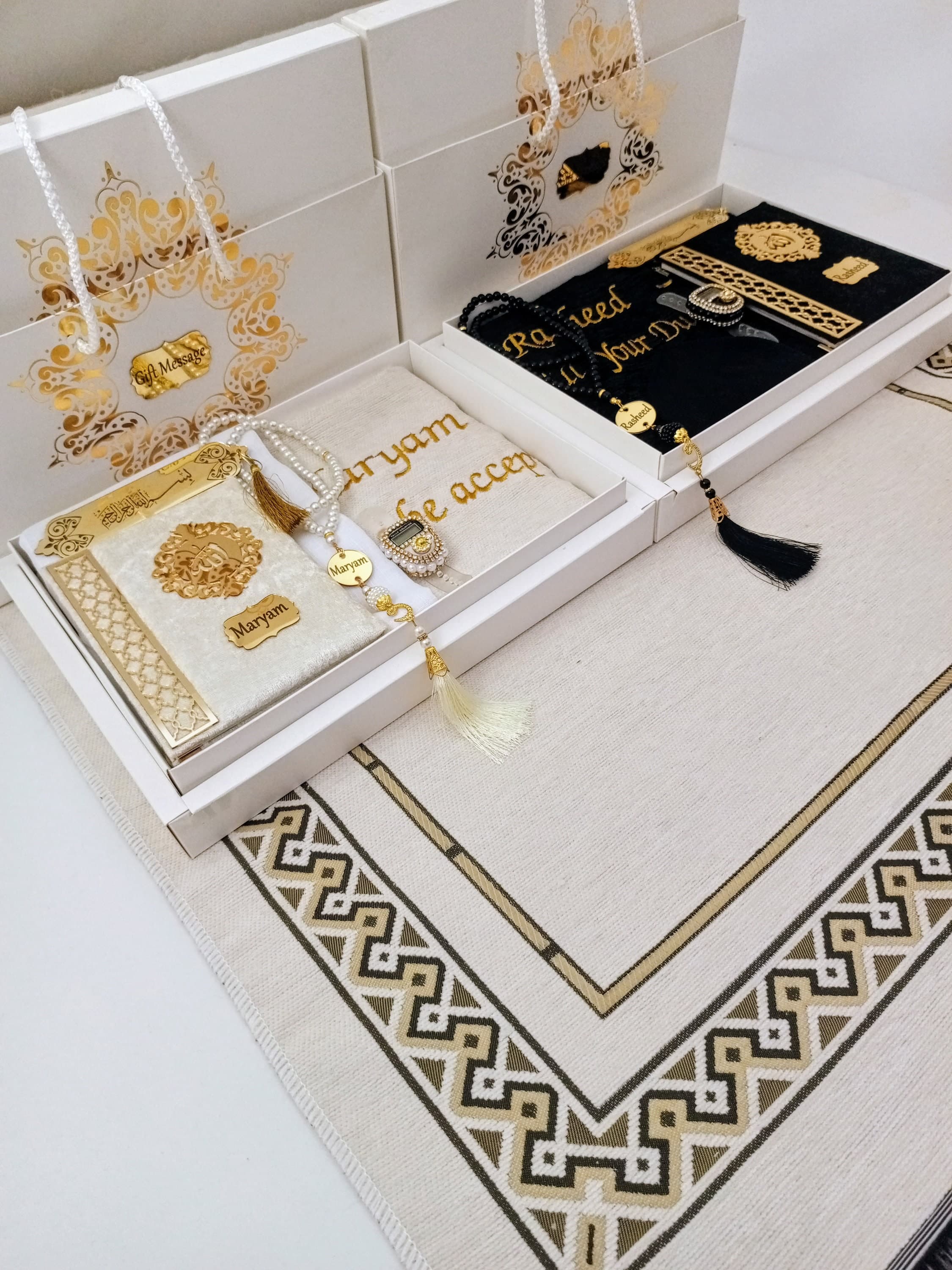 Personalized Prayer Mat Gift Set | Muslim Wedding, Eid, Graduation