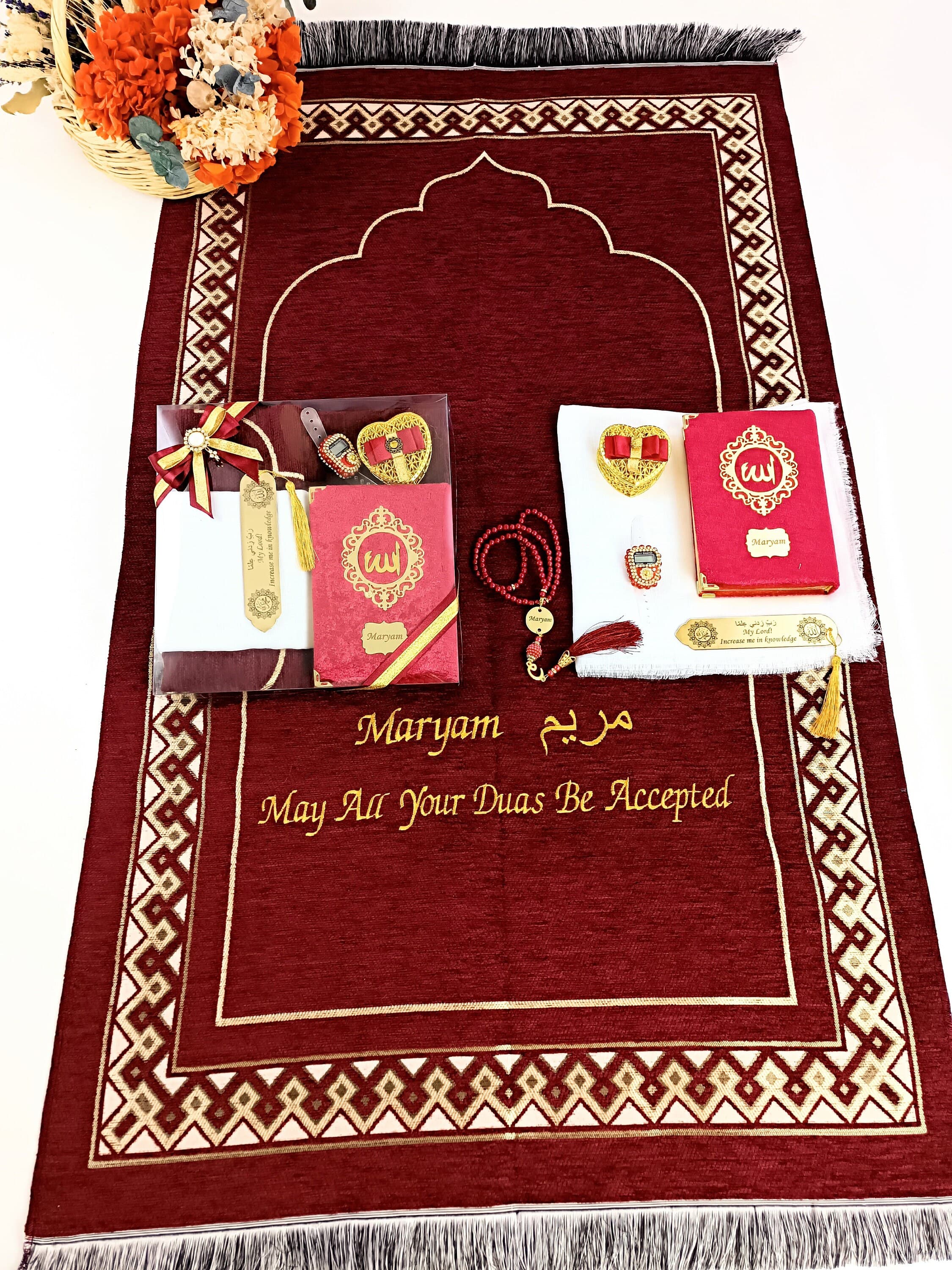 Personalized Prayer Mat Yaseen Quran Gift Set | Muslim Wedding Gift