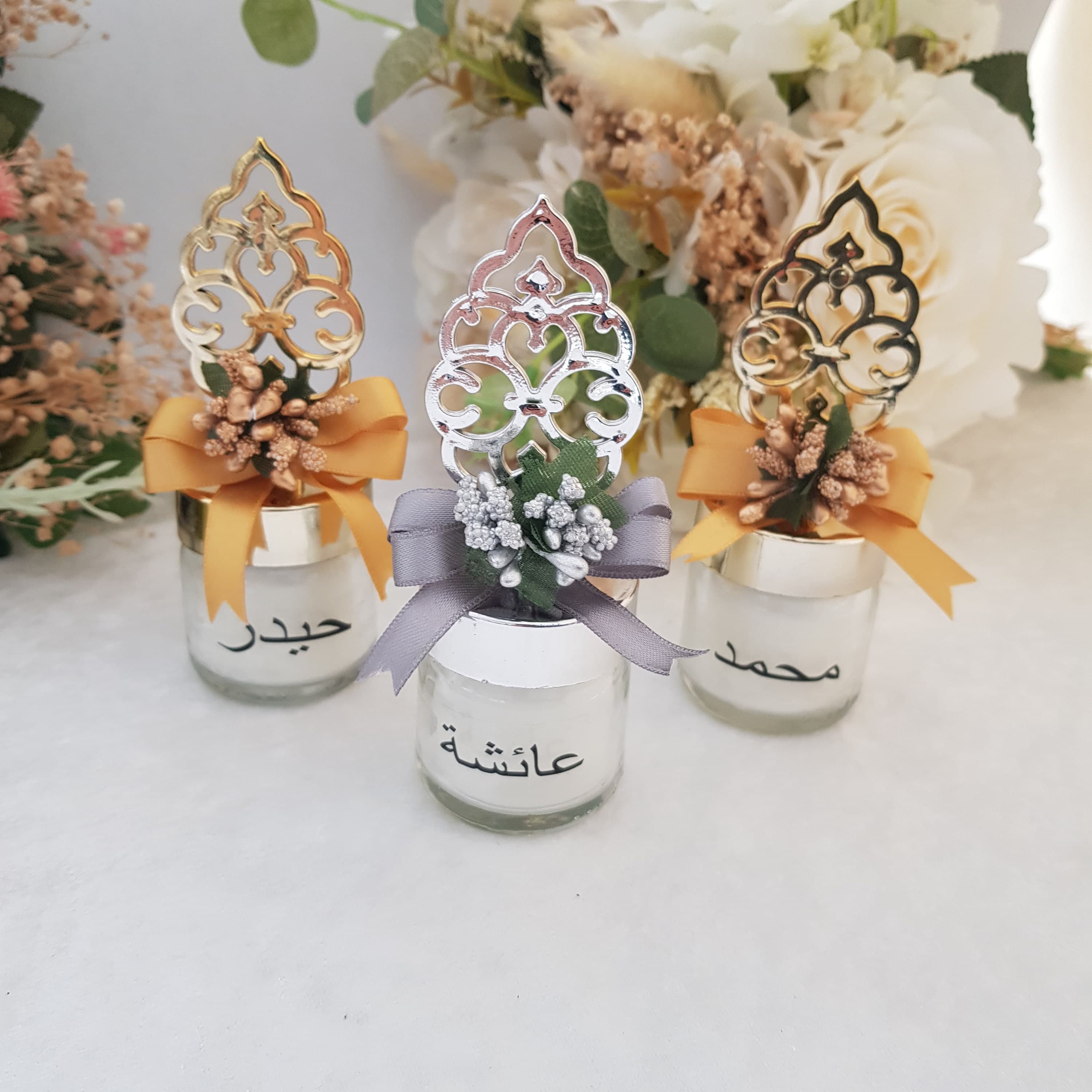 Personalized Islamic Favors - Eid, Ramadan, Wedding - Custom Arabic Name Candle Jars