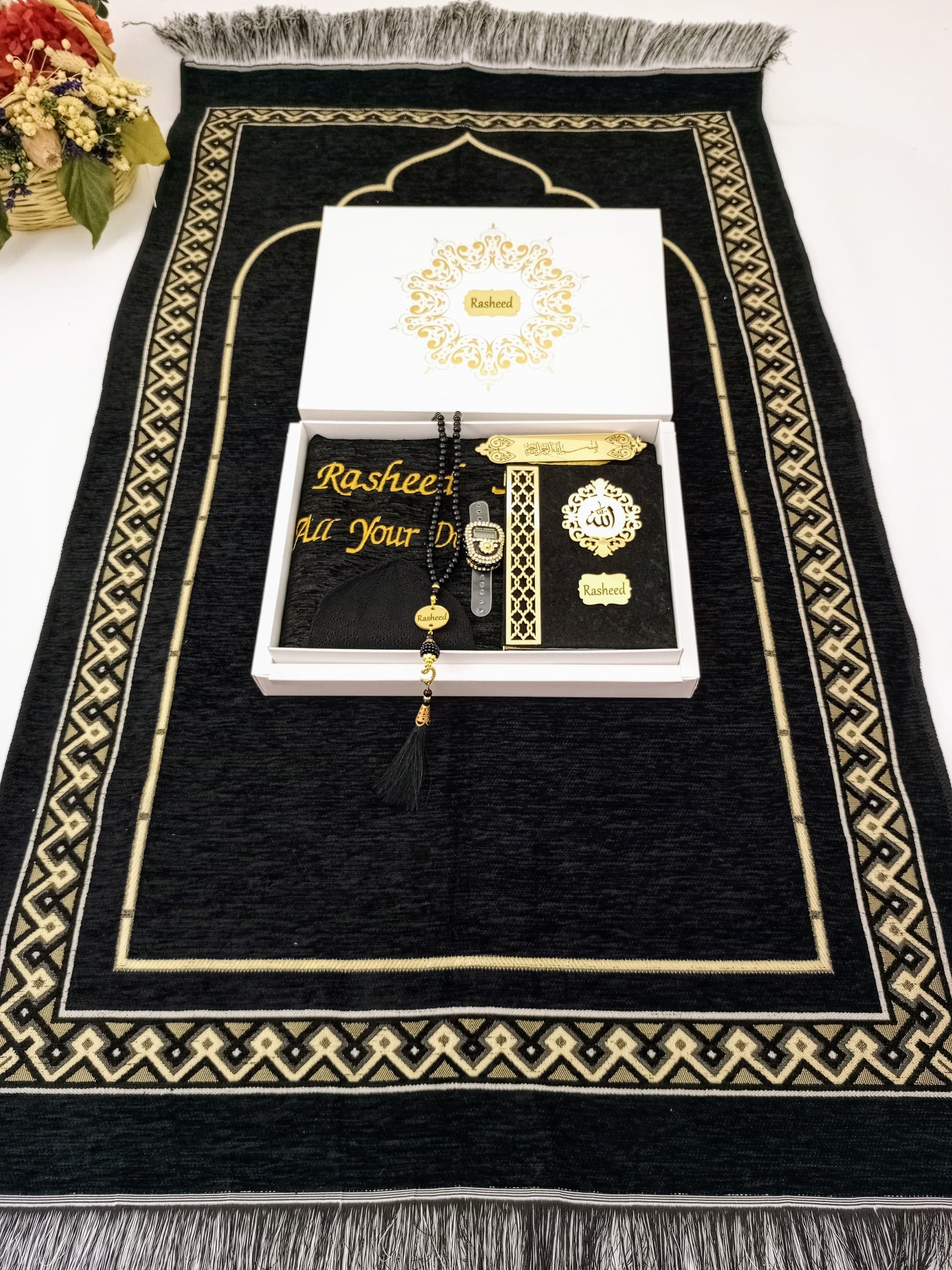 Personalized Prayer Mat Gift Set | Muslim Wedding, Eid, Graduation - image 3
