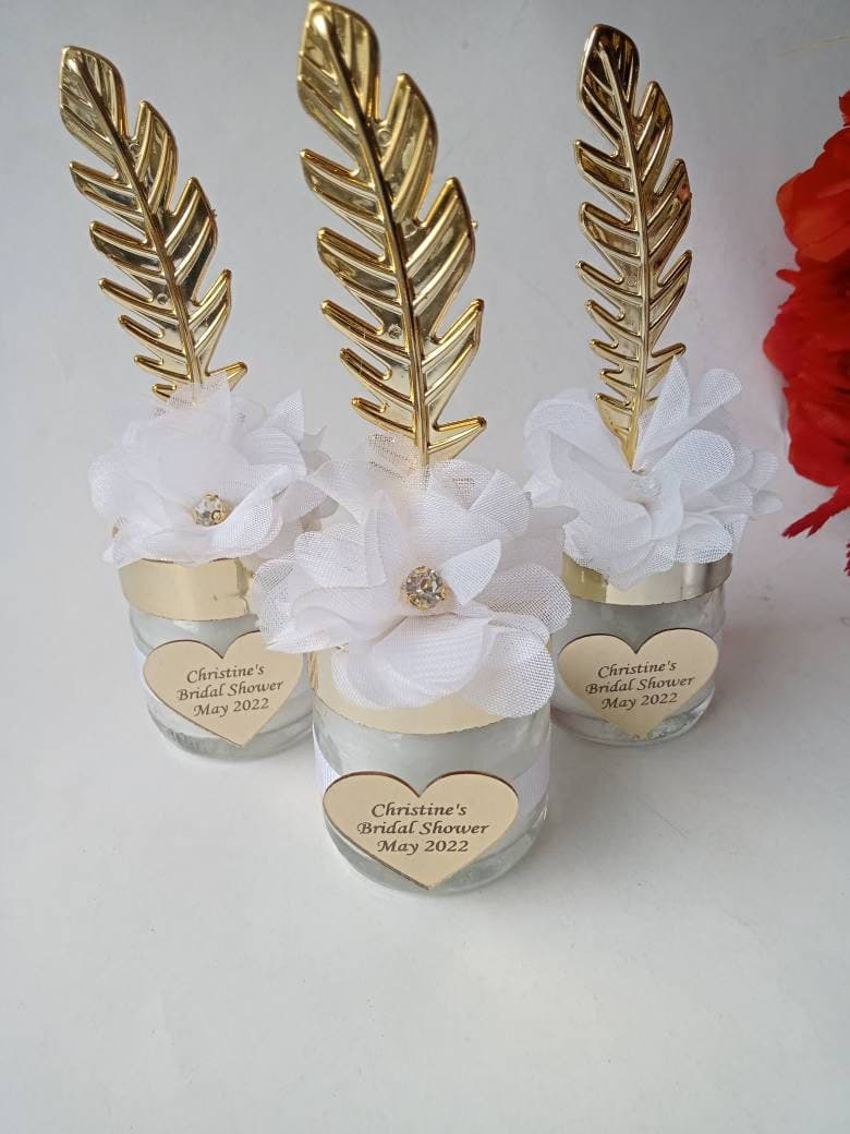 Personalized Wedding Candle Favors, Silver Feather, Bulk Gifts - image 5
