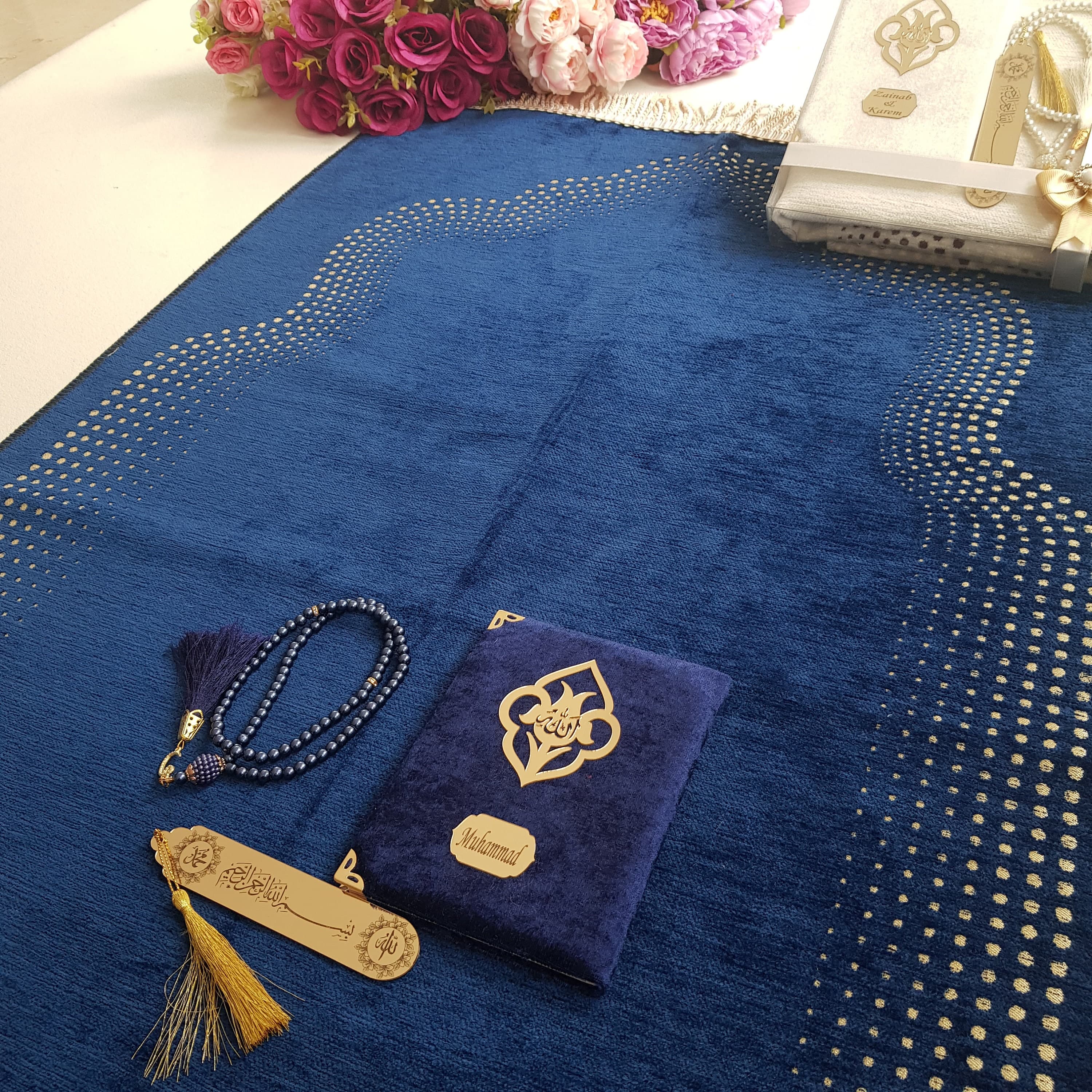 Personalized Prayer Mat Gift Set | Custom Quran, Tasbeeh & Bookmark - image 5
