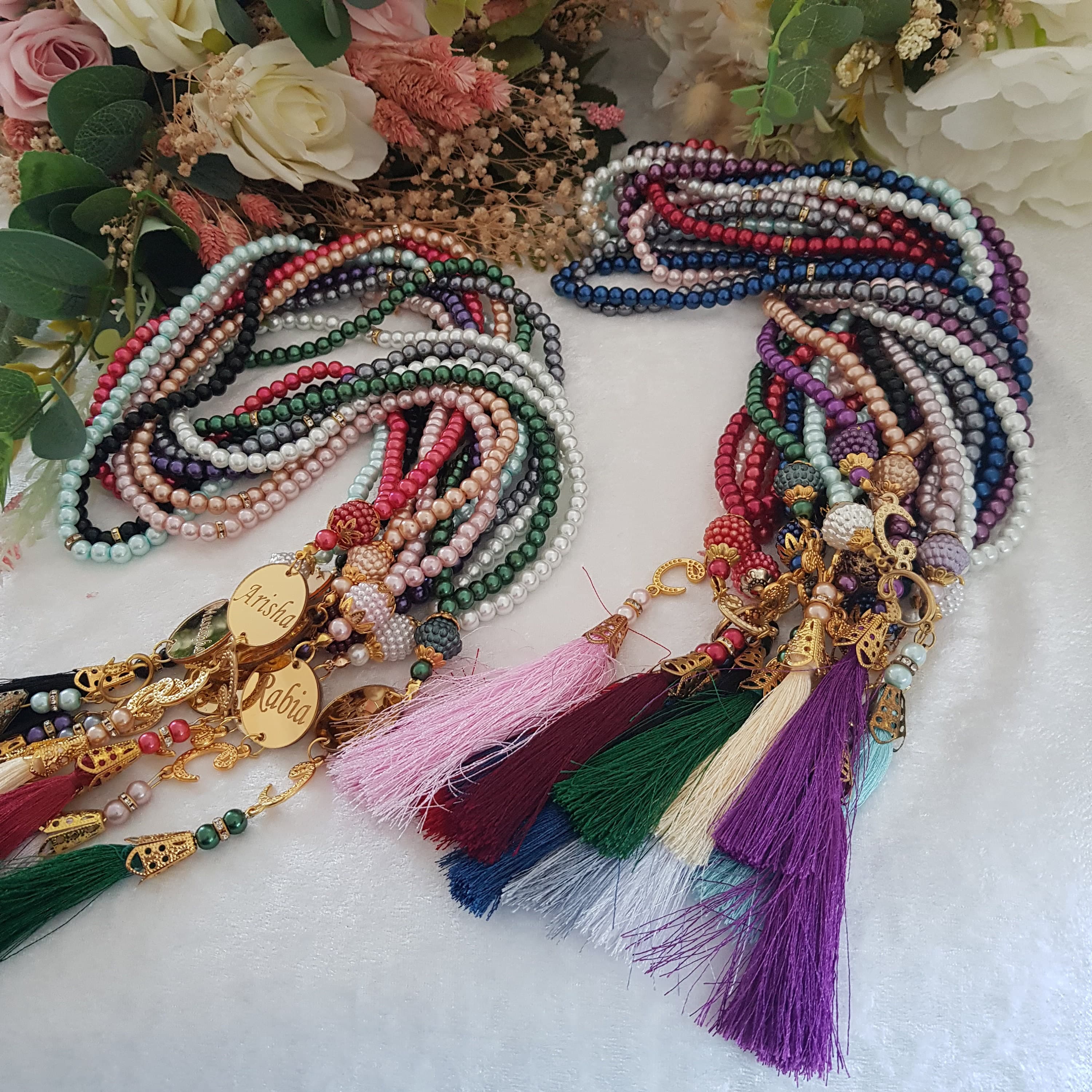 Personalized Pearl Tasbih, Muslim Prayer Beads, Eid Wedding Favor - image 3