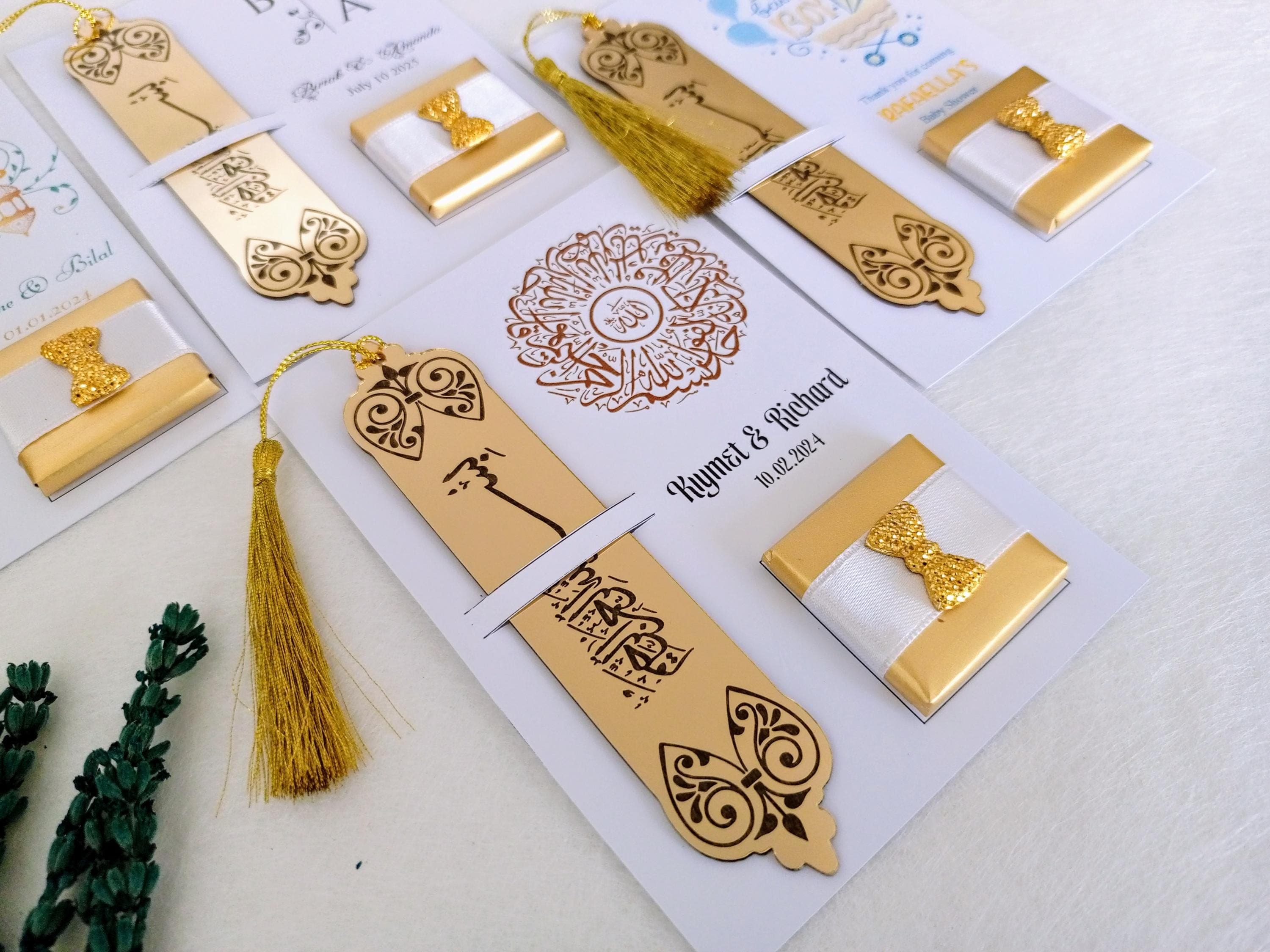 Islamic Bookmark & Chocolate Favor Set | Eid, Wedding, Baby Shower