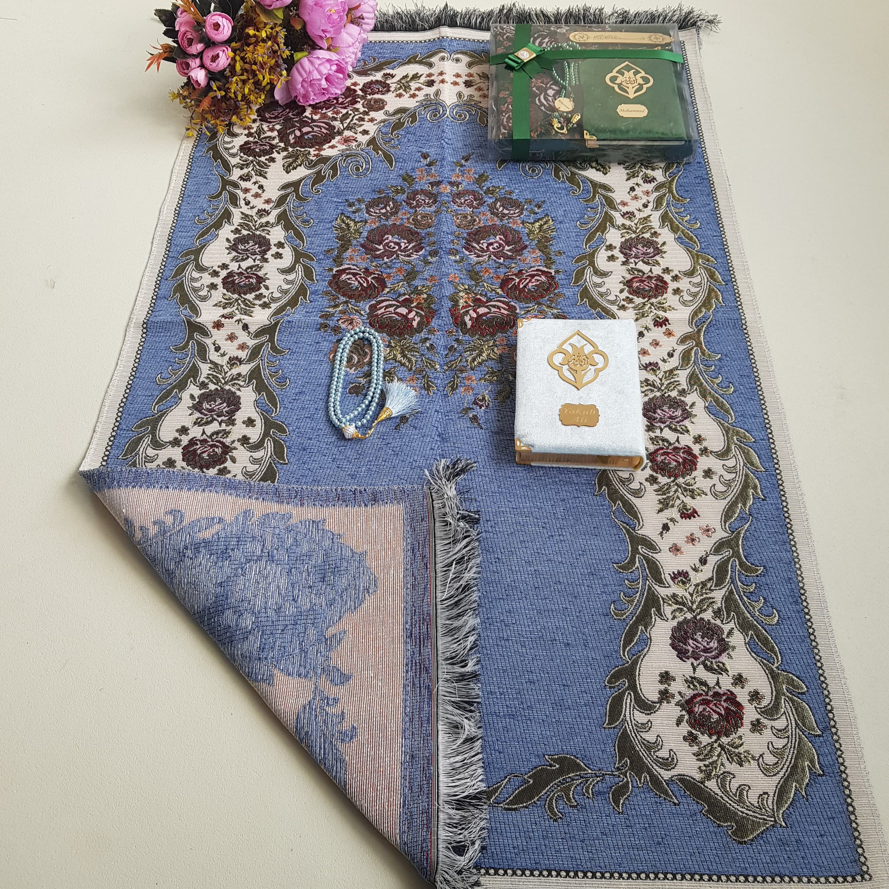 Personalized Prayer Mat Gift Set | Quran, Yaseen & Tasbeeh - image 4