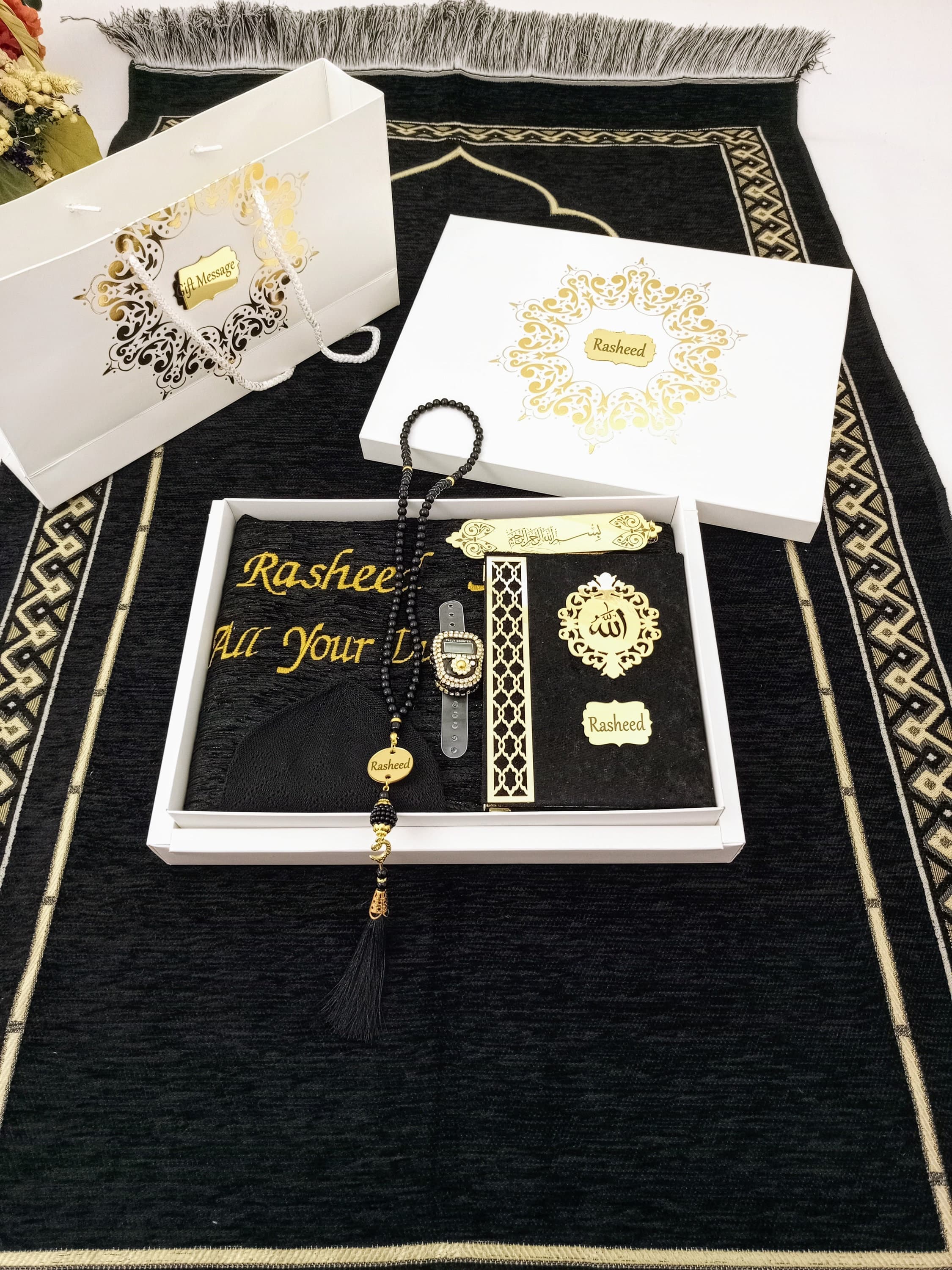 Personalized Prayer Mat Gift Set | Muslim Wedding, Eid, Graduation - image 4