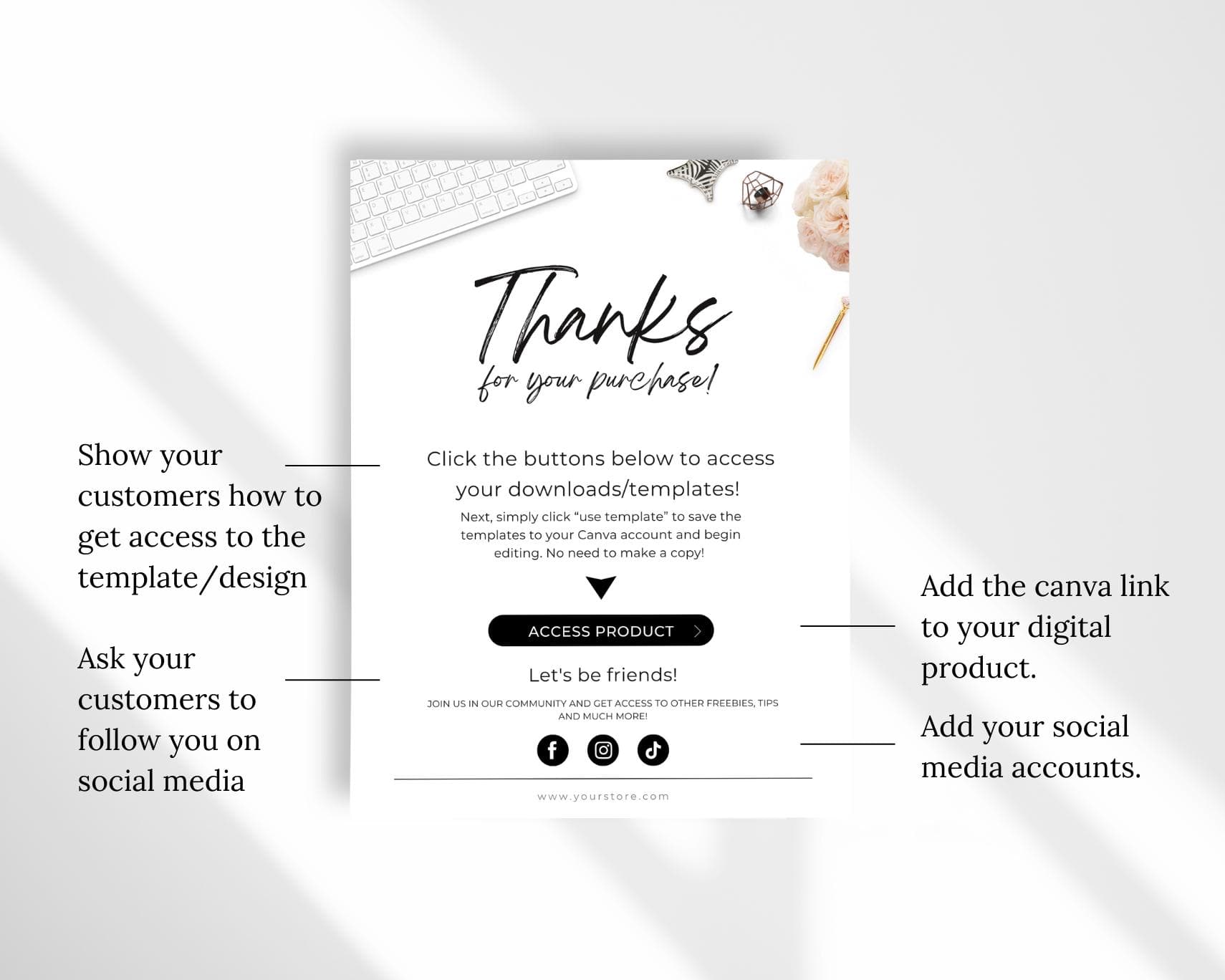 Digital Download Instruction Template, Canva Instructions, Digital Product Canva, Template Link, Link Page, Pdf Canva , Thank You Purchase. - image 3