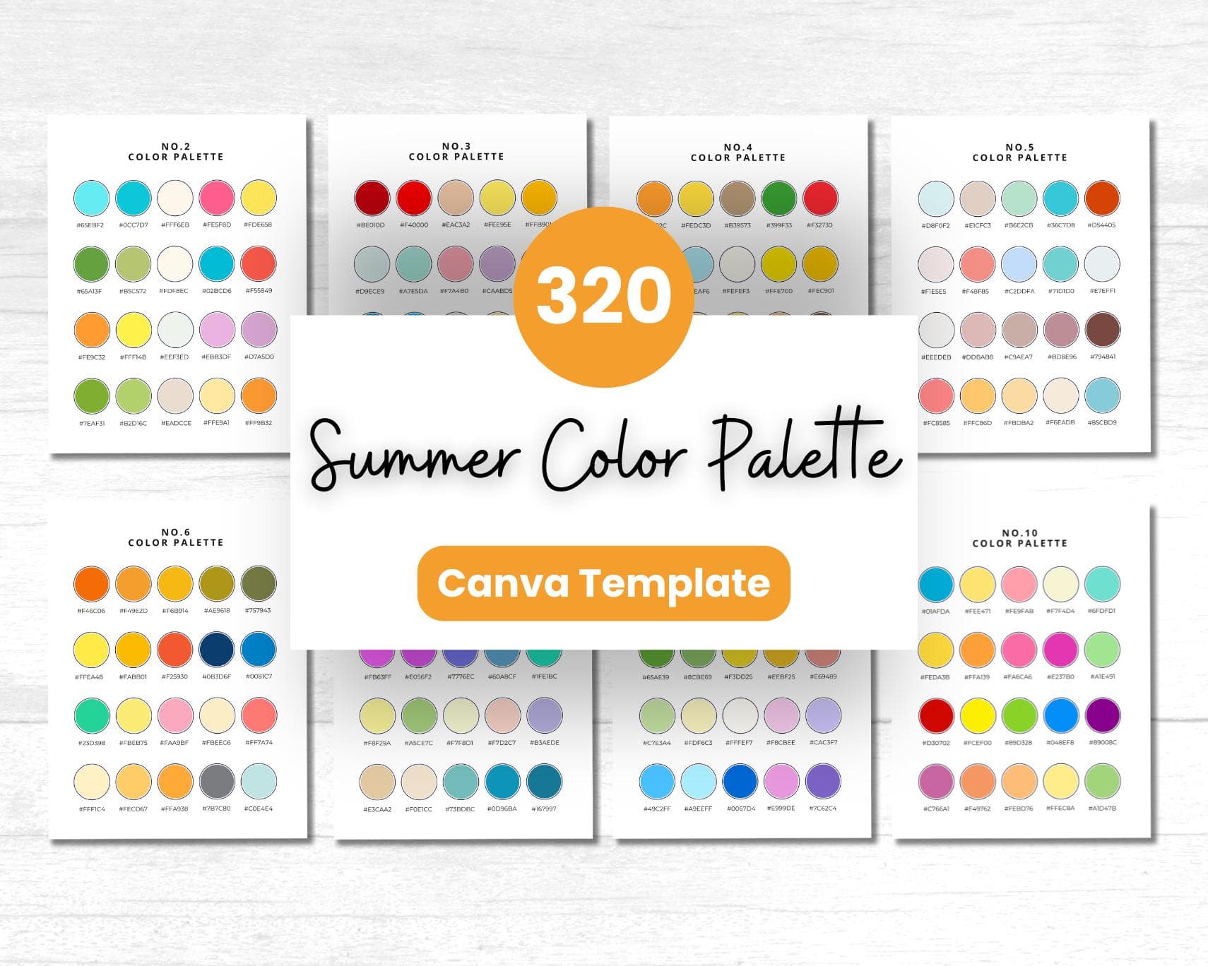 Summer Color Palette with 320 Hex Codes – Digital Download