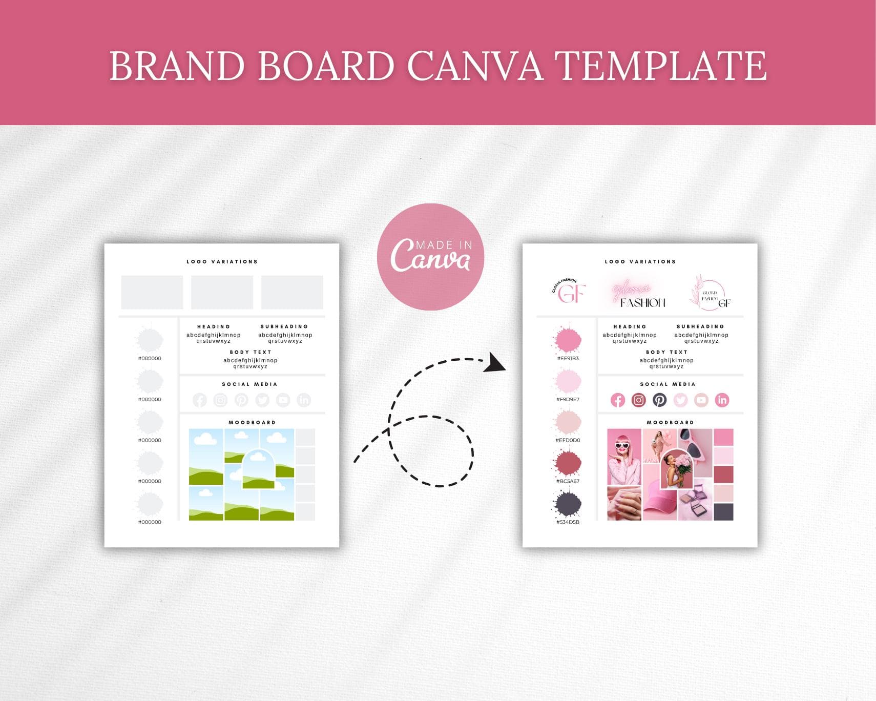Canva Brand Board Template, Editable Brand Moodboard (Digital Download)