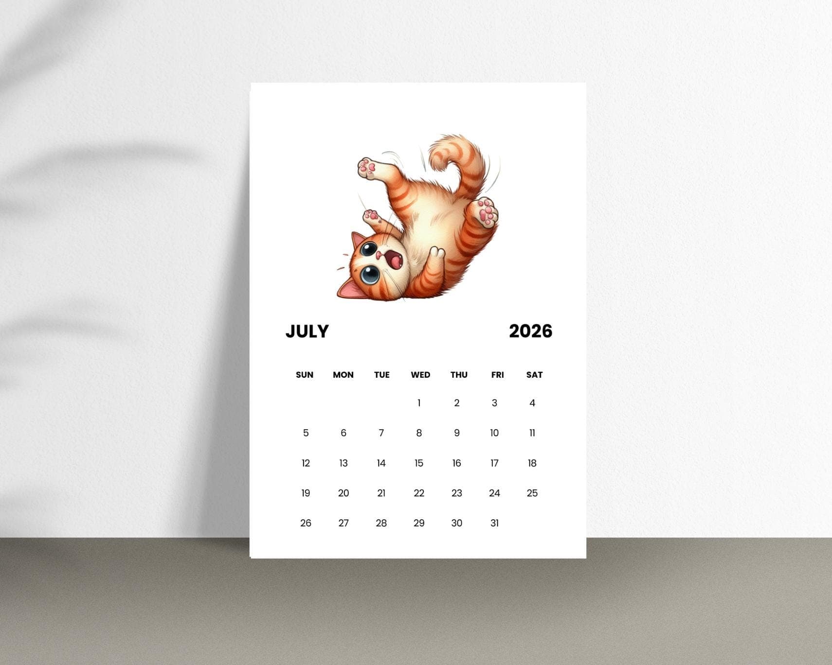 Funny Cat Calendar 2026 | A5 Printable PDF | Sunday Start | Digital Download | Canva Template - image 5