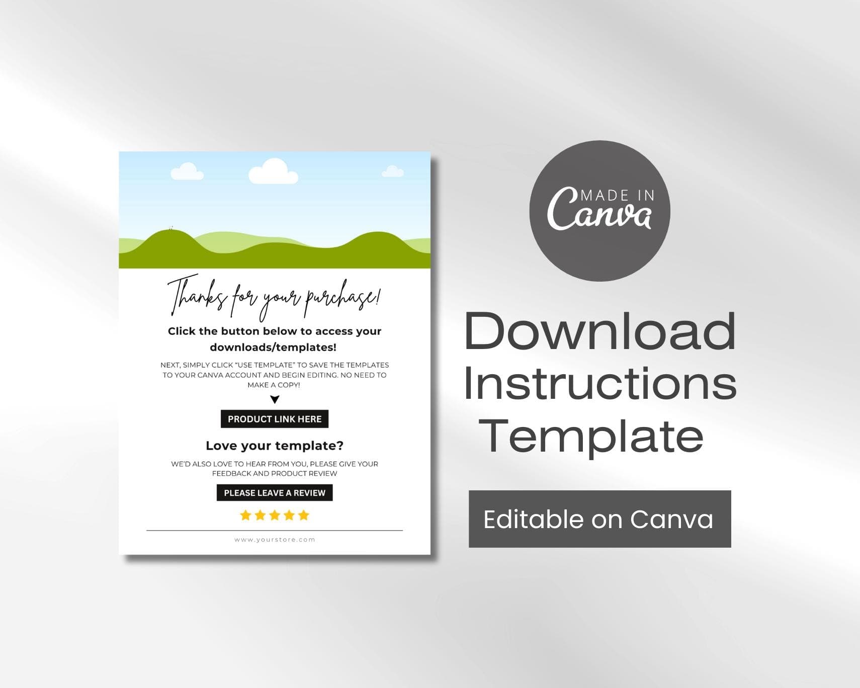 Canva Instruction Template: Digital Download Link Page (8.5x11 in, PDF Canva)