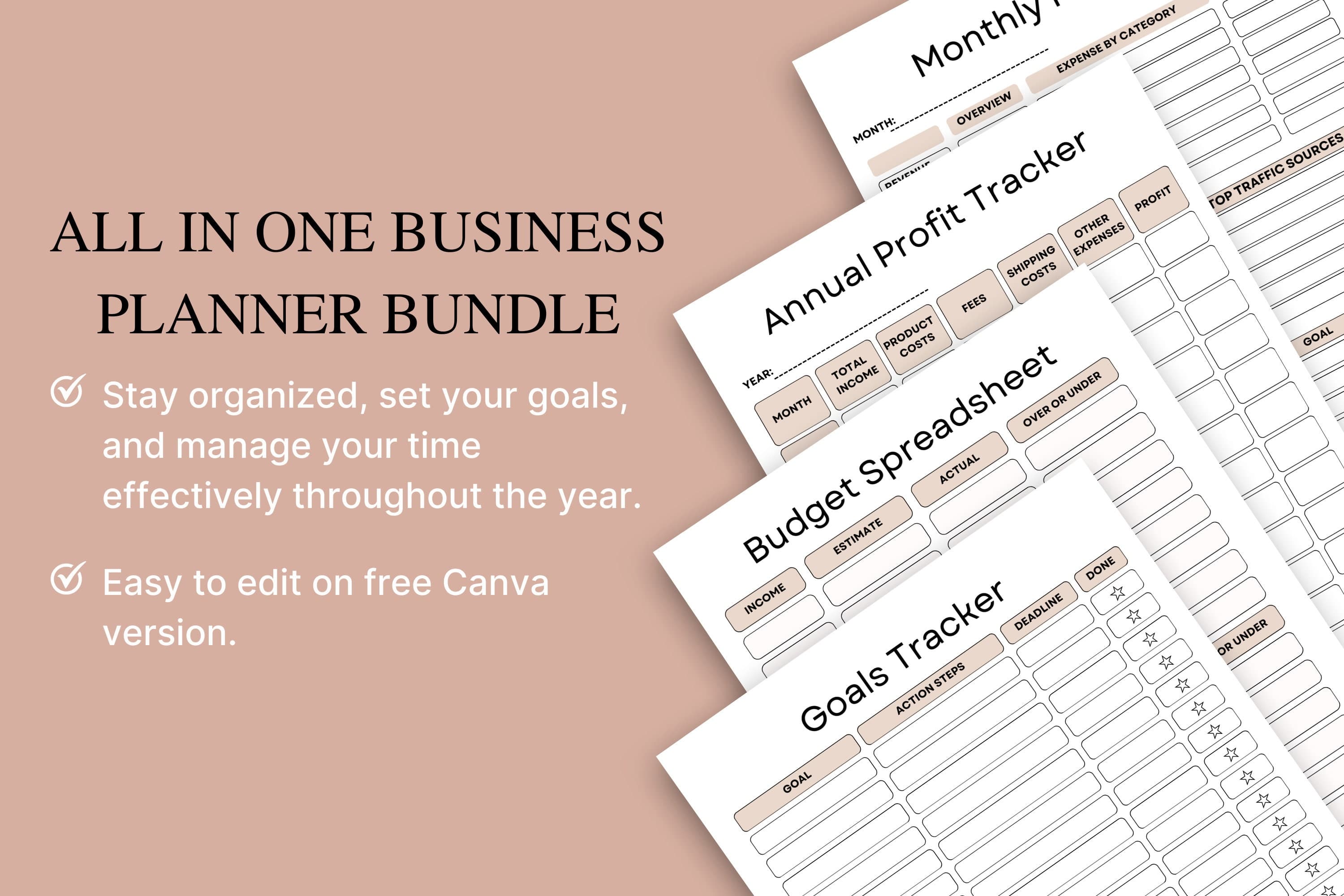 Girl Boss 2026 Planner, Business Planner, Editable Canva Template (Digital Download) - image 3