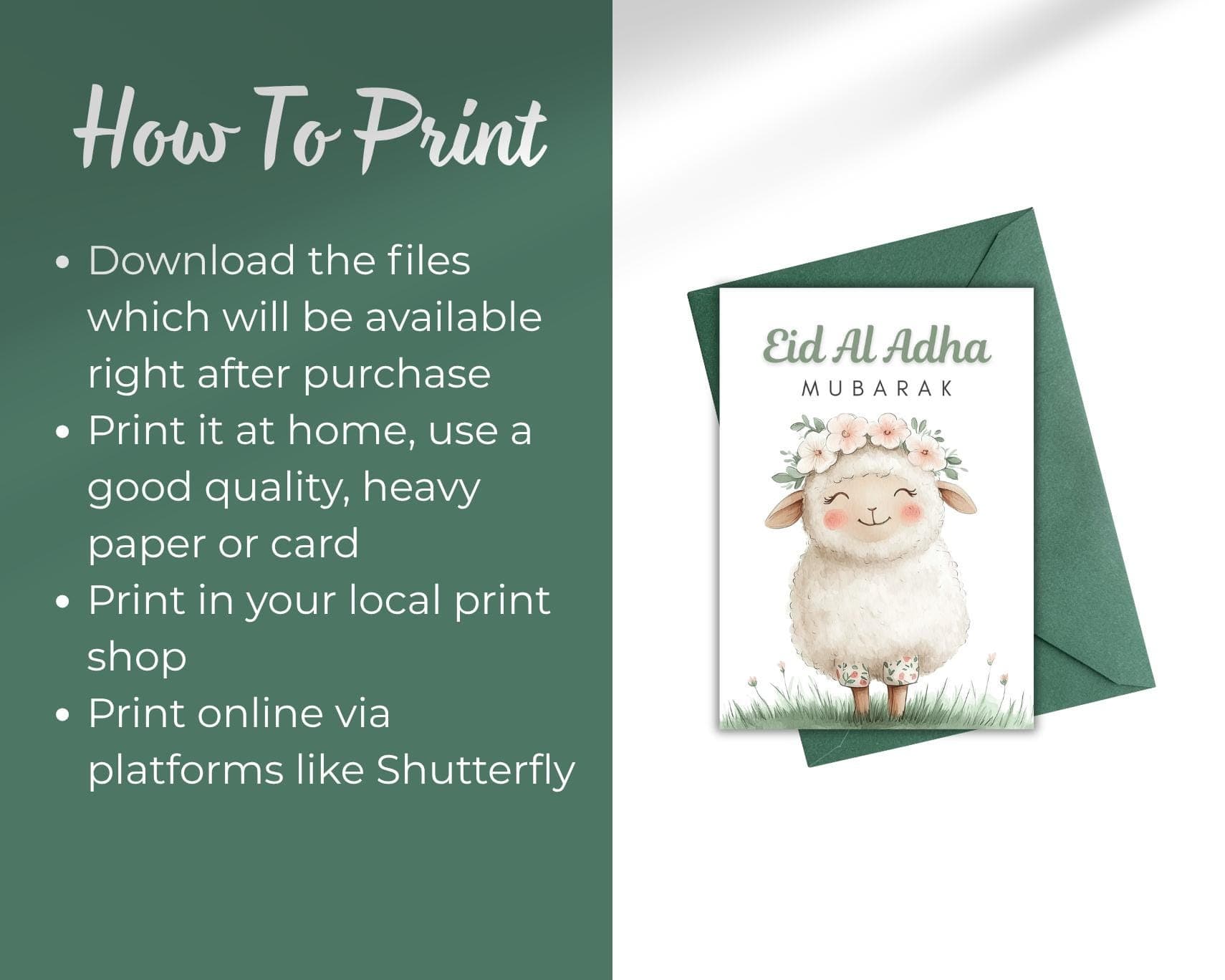 Eid Al Adha Mubarak Card, Printable Greeting Card, 5x7 inch (Digital Download) - image 5