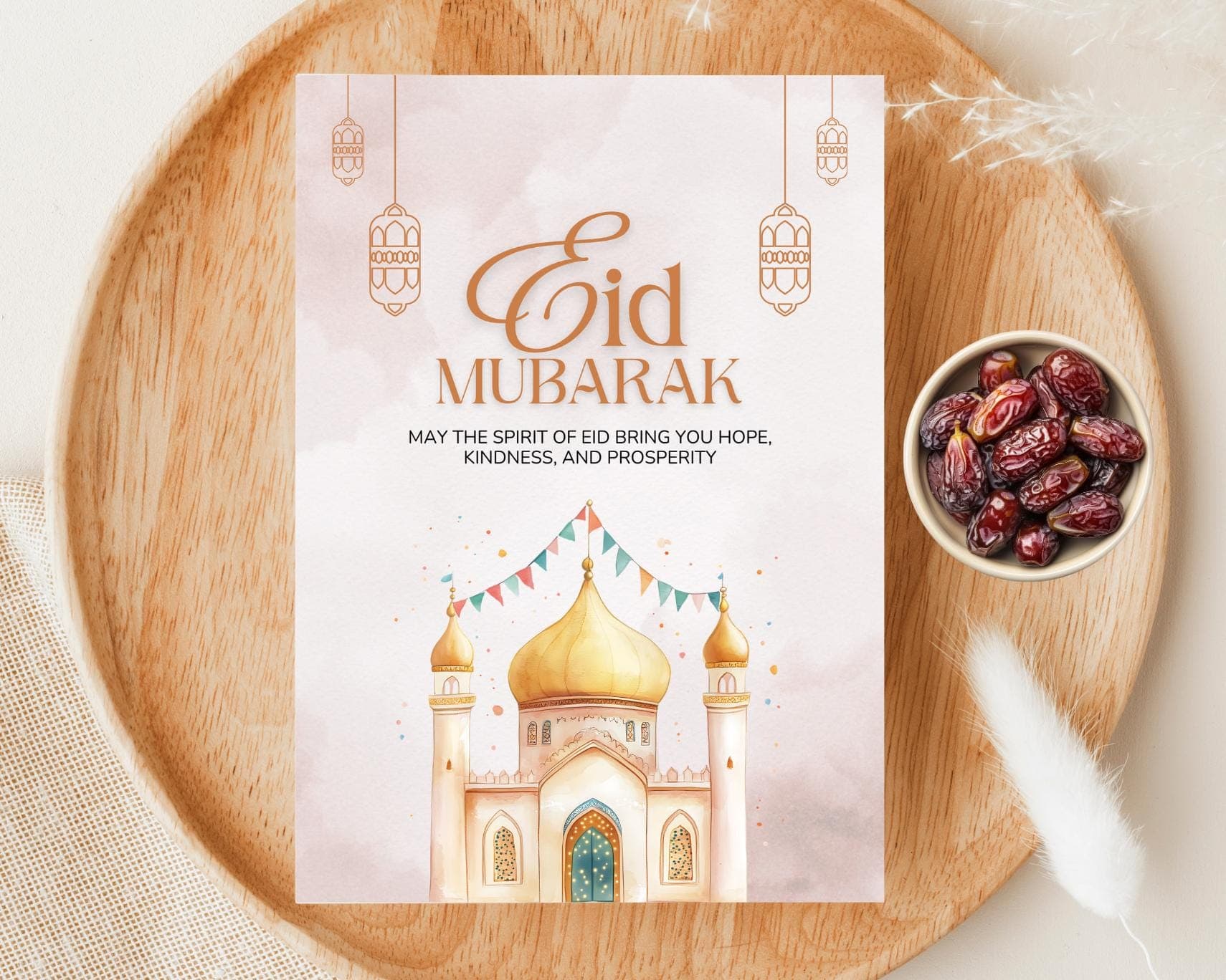 Eid Mubarak Cards, Printable PDF, Happy Eid Editable Canva Template, Digital Download