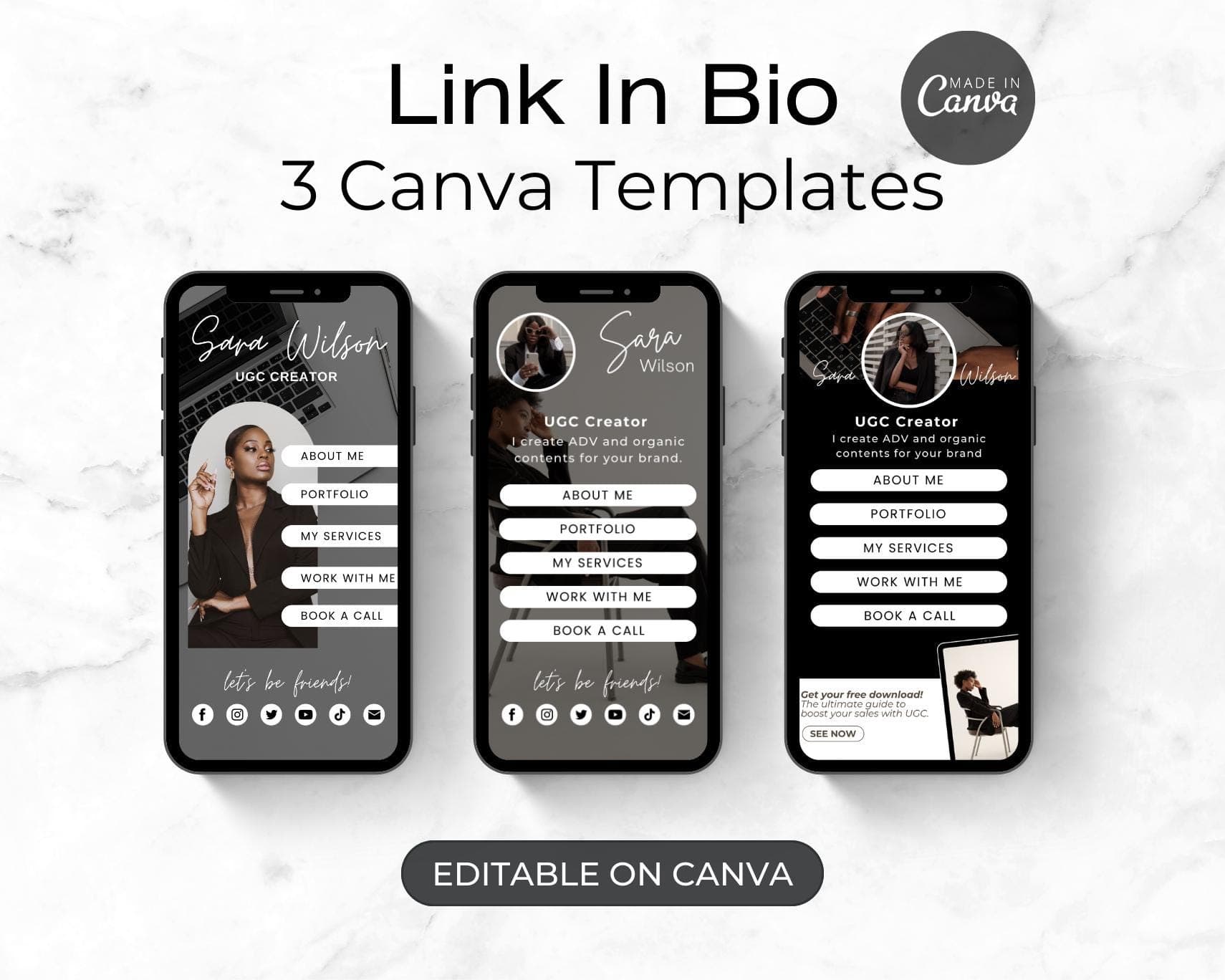 Instagram Link In Bio Canva Template, Website Landing Page (Digital Download)