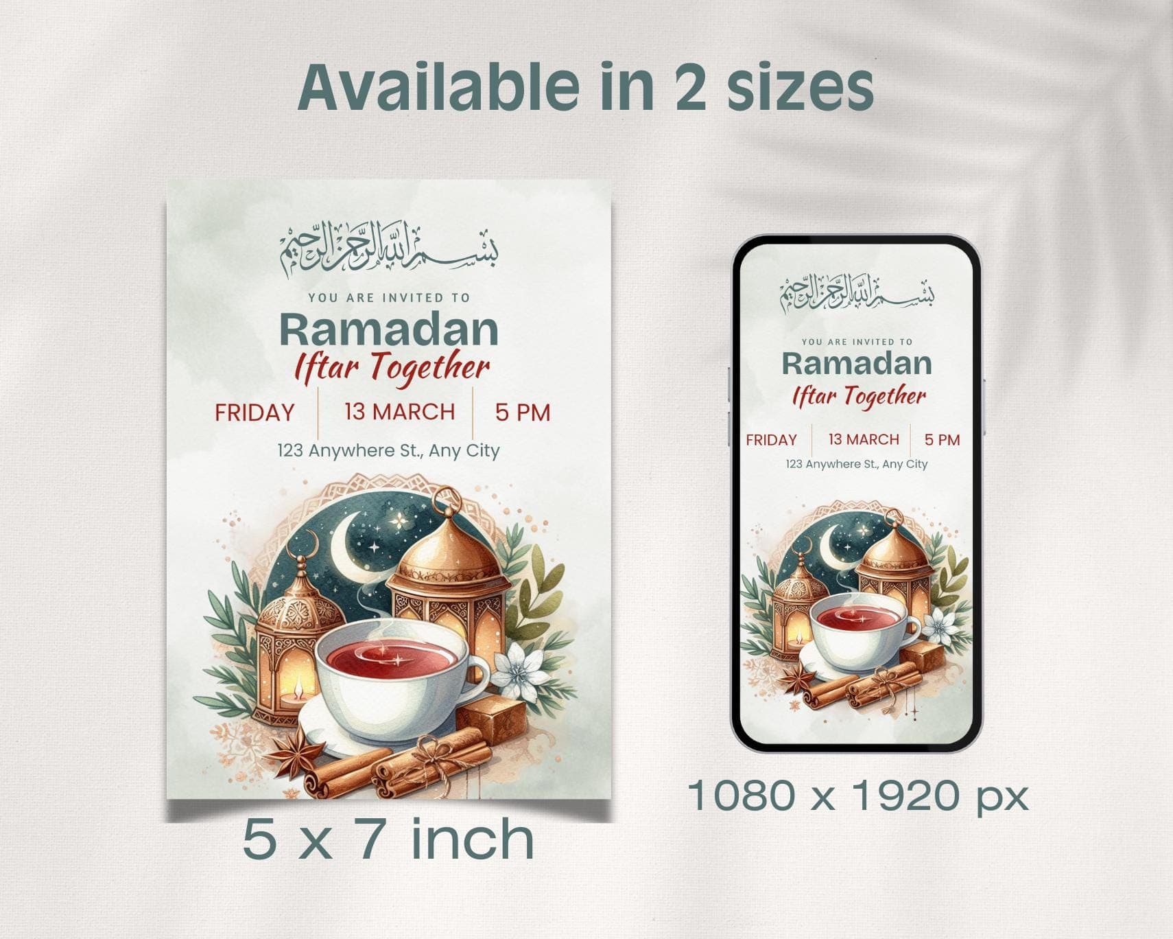 Printable Iftar Invitation, Editable Canva Template, Ramadan Dinner Invite, PDF Instant Download - image 3
