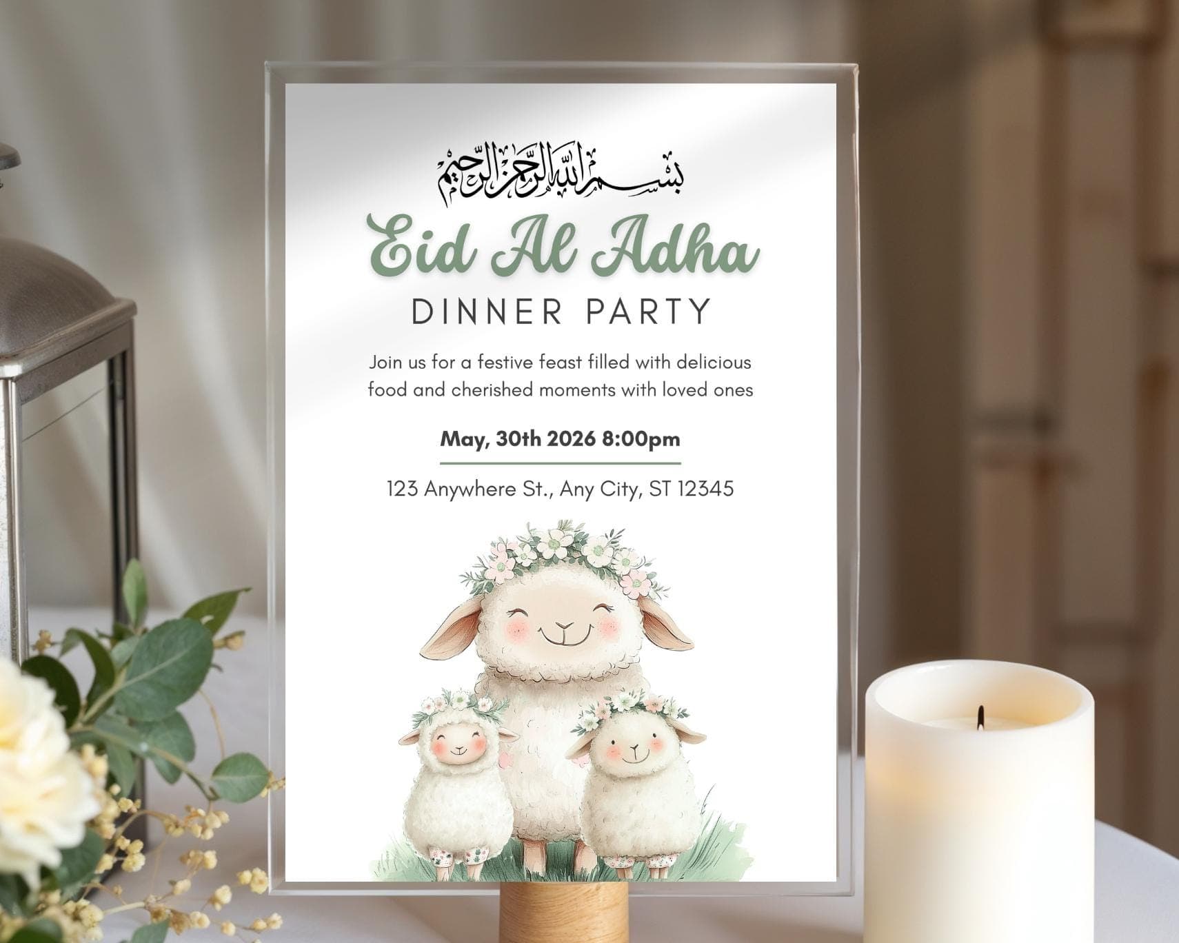 Eid Al Adha Dinner Invitation, Eid Invite Printable PDF, Editable Canva Template, Digital Download - image 5
