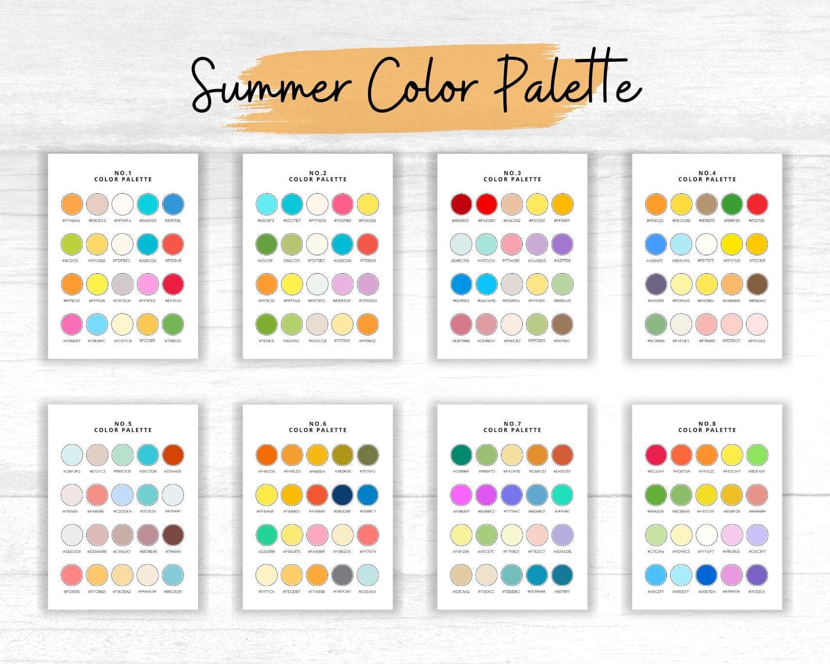 Summer Color Palette with 320 Hex Codes – Digital Download - image 4