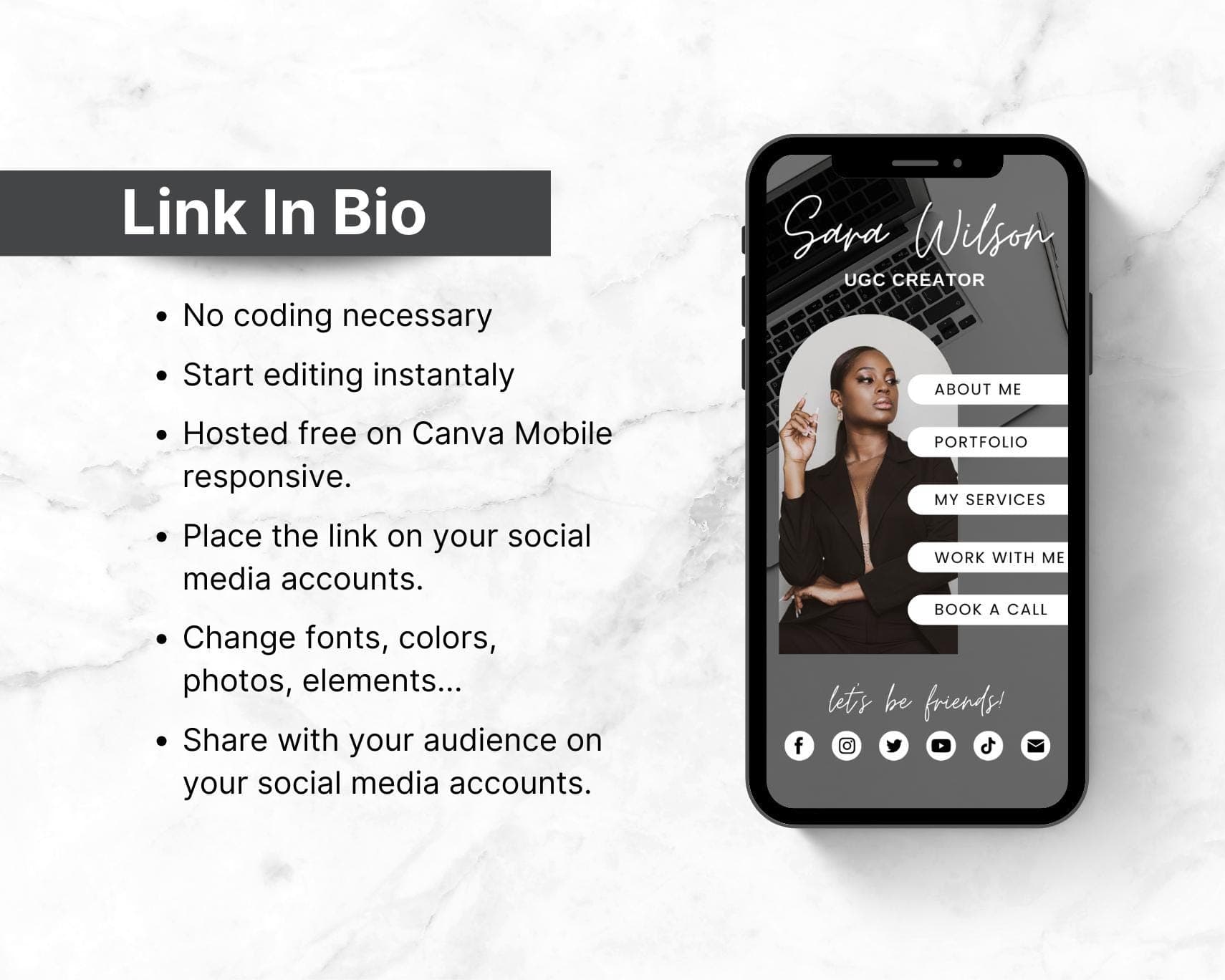Instagram Link In Bio Canva Template, Website Landing Page (Digital Download) - image 4