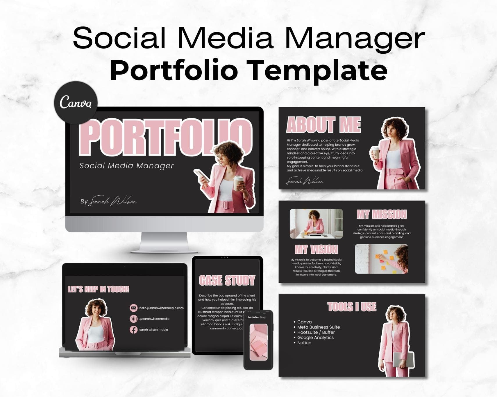 Social Media Manager Portfolio Template – Editable On Canva – Digital Marketing