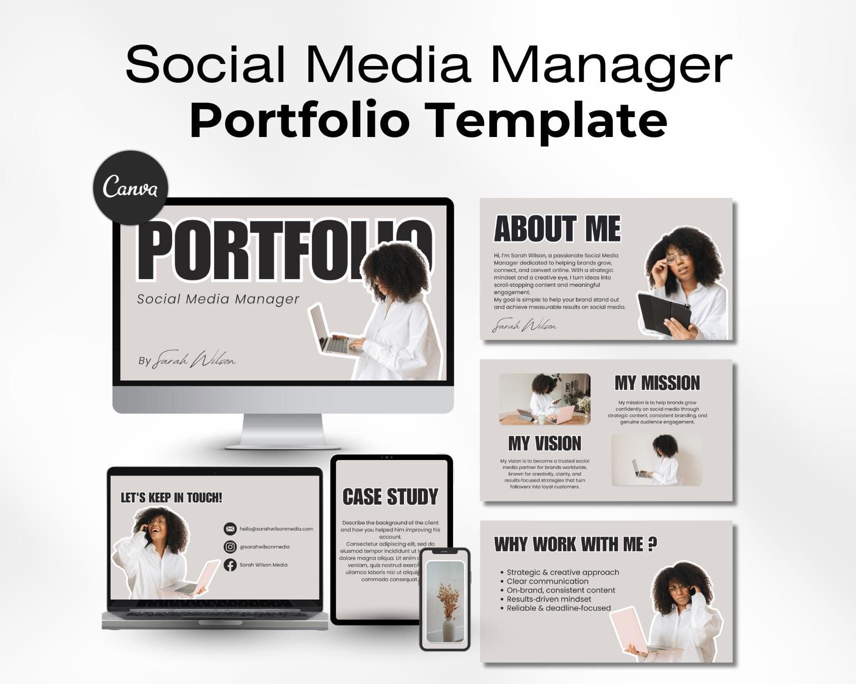 Social Media Manager Portfolio Template – Editable On Canva – Digital Marketing