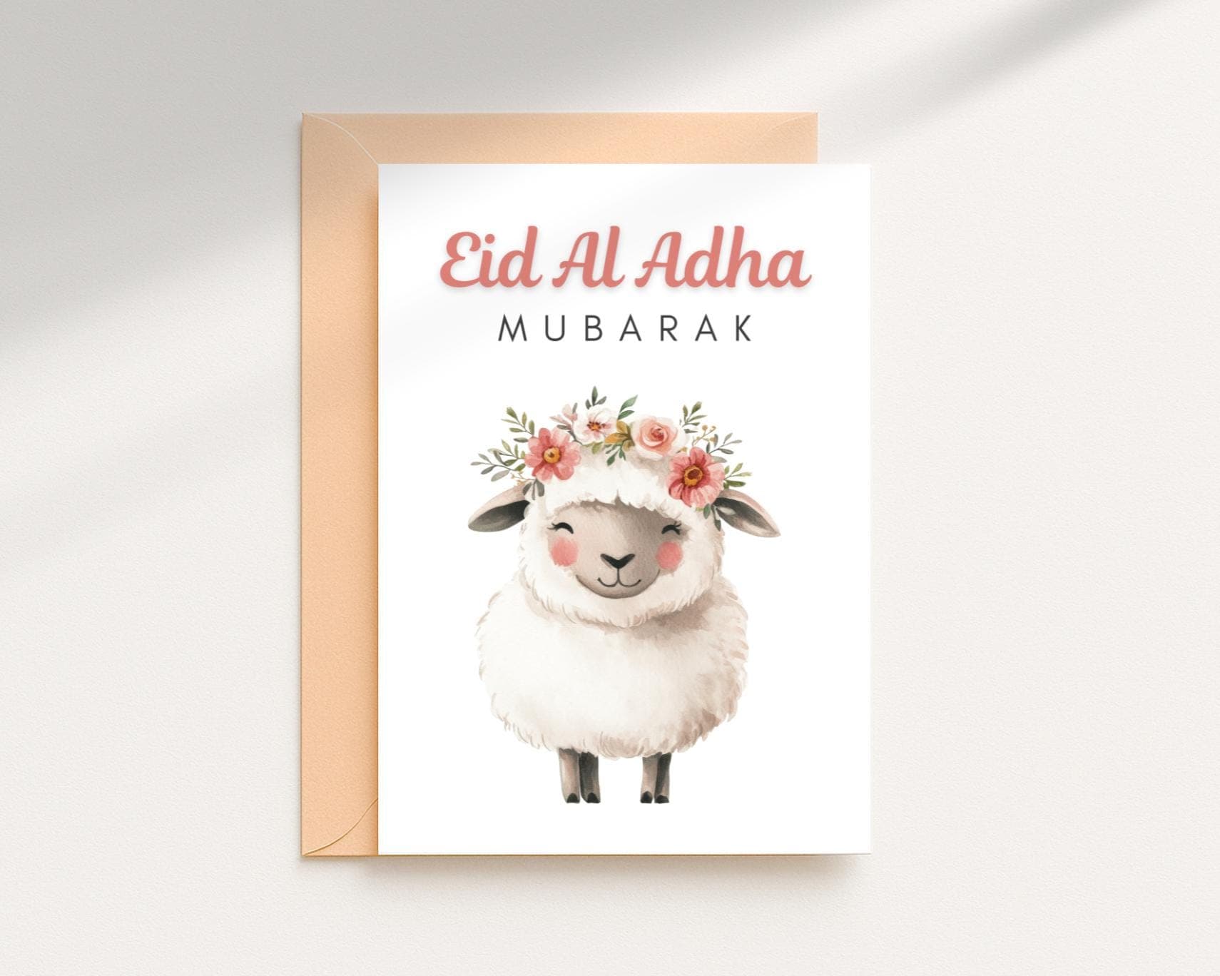 Eid Al Adha Mubarak Card, Printable Greeting Card, Floral Sheep (Digital Download)