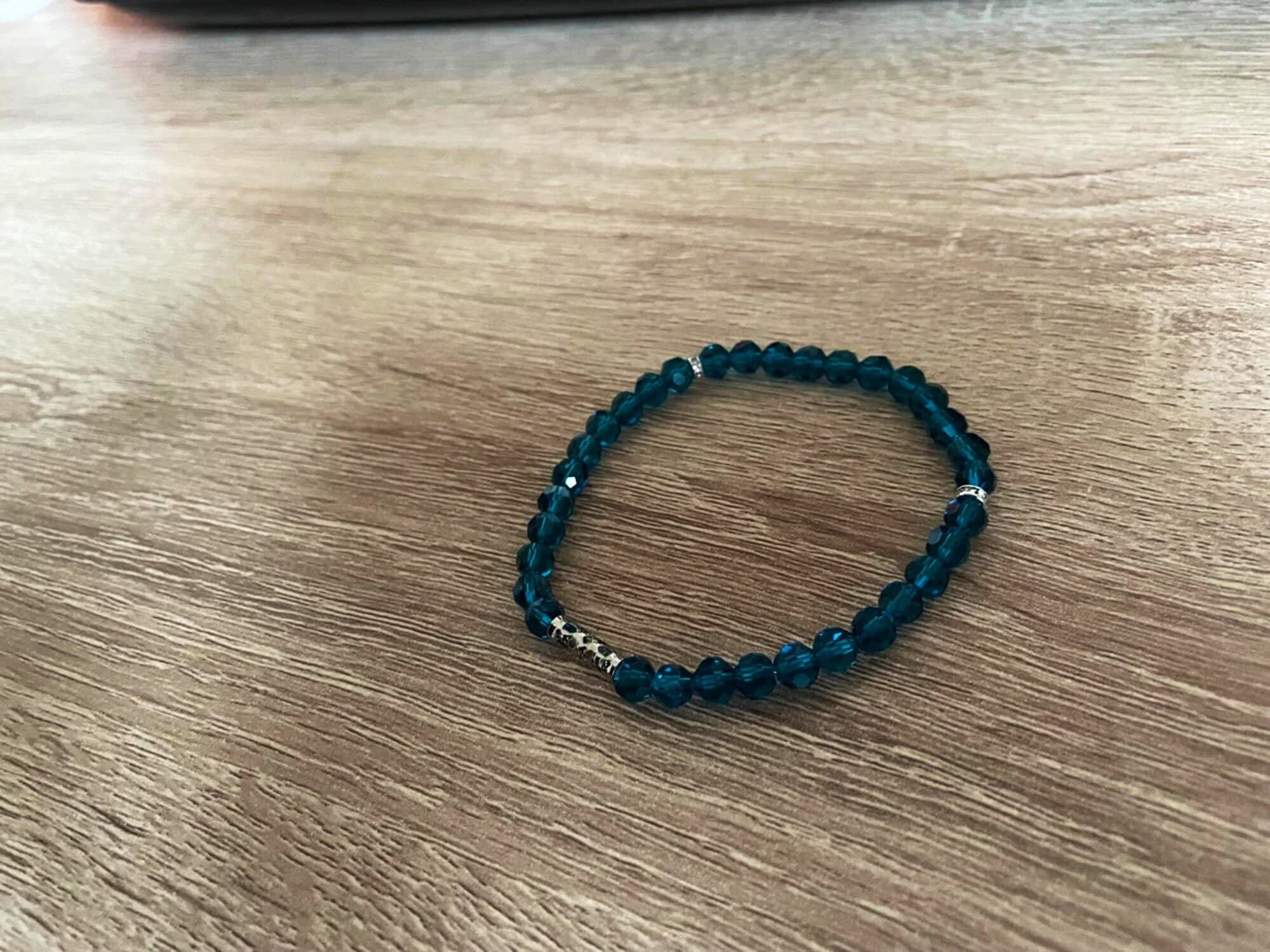 Dark Teal Crystal glass Bead Tasbih Bracelet (33 Beads)
