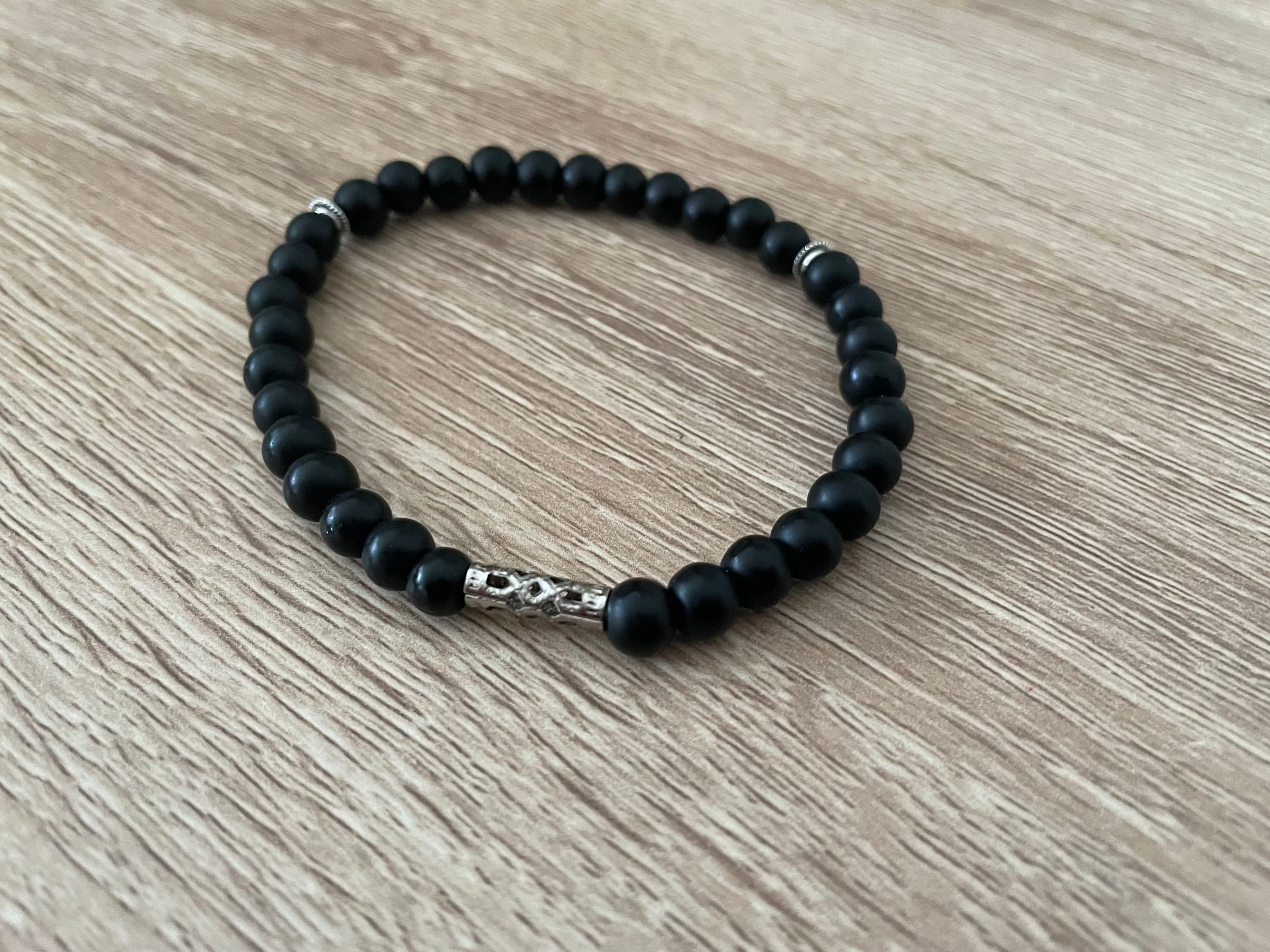 Matte Black Glass Pearls Tasbih Bracelet (33 beads) - image 4