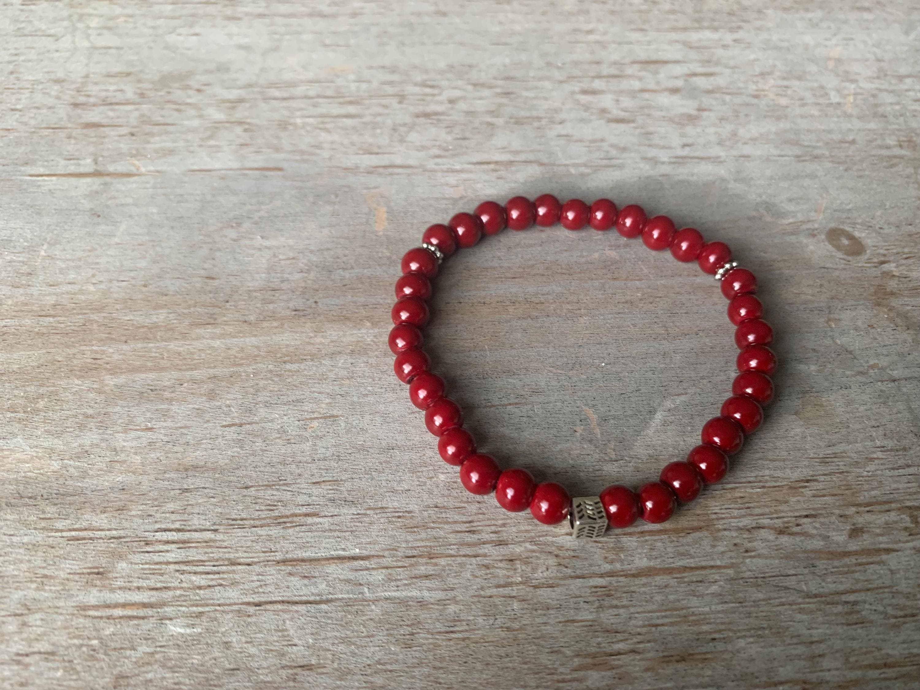 Dark Red Glass Bead Tasbih Bracelet (33 Beads) - image 5