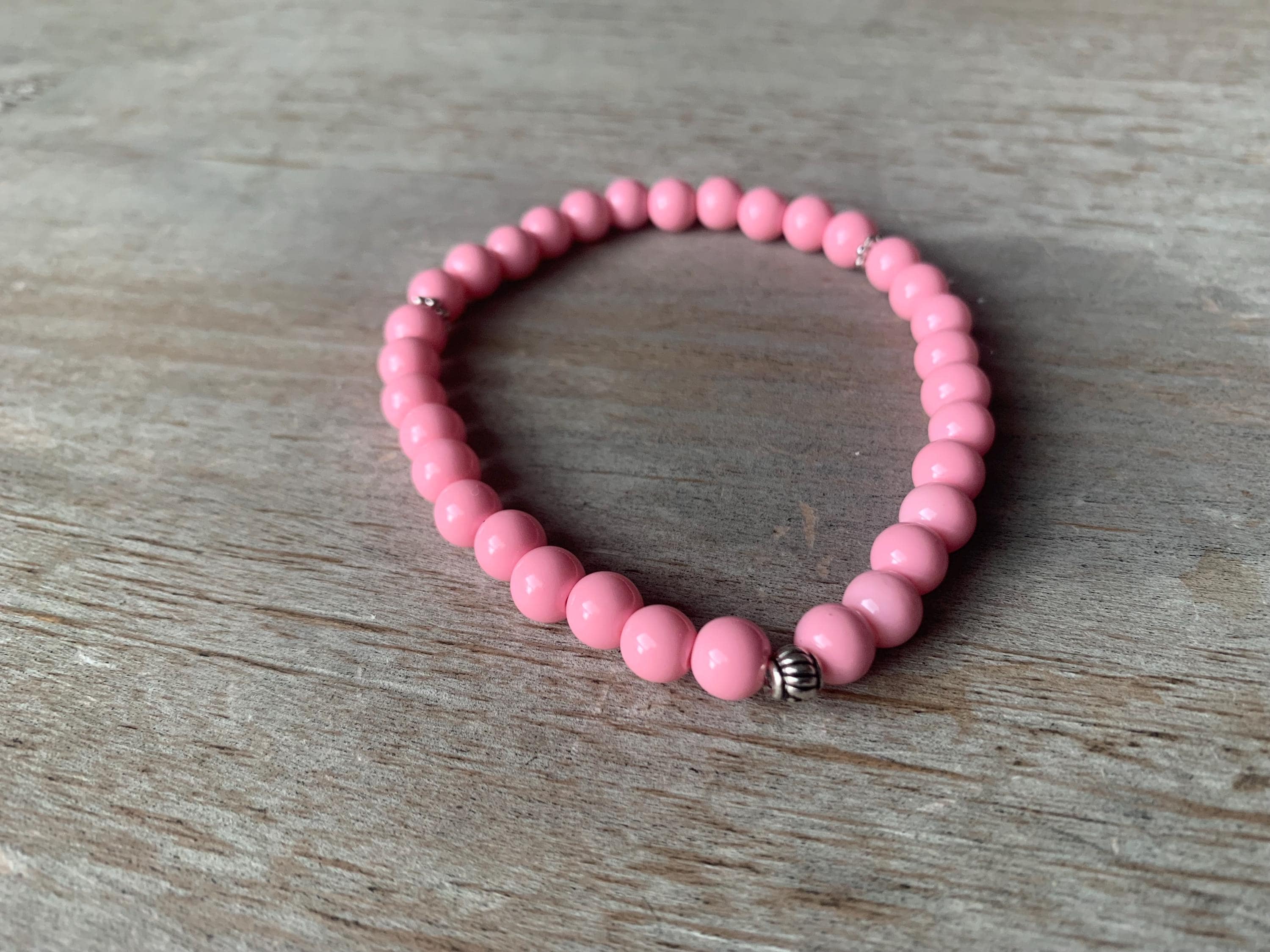 Pink Glass Bead Tasbih Bracelet (33 Beads)
