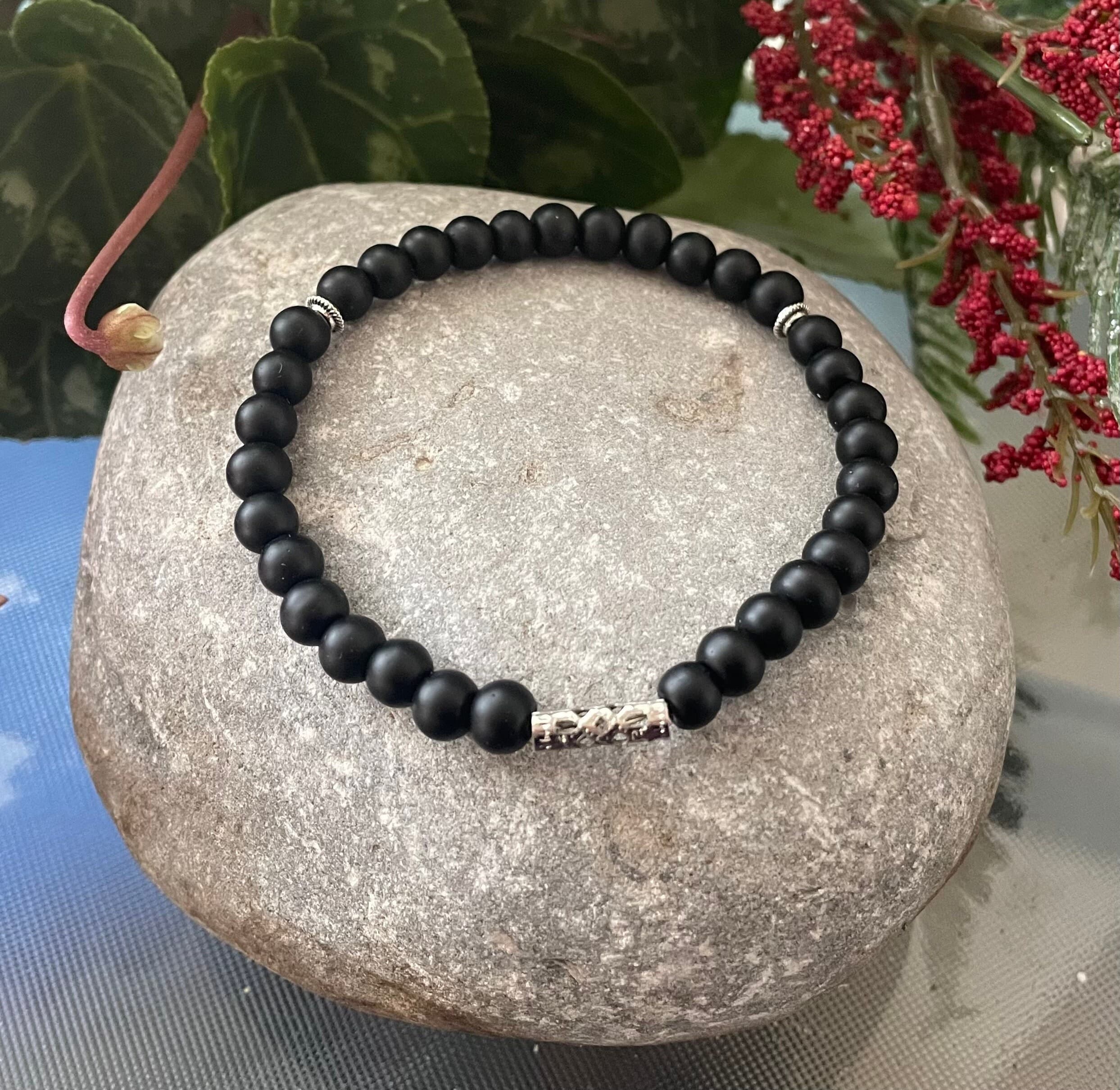 Matte Black Glass Pearls Tasbih Bracelet (33 beads)