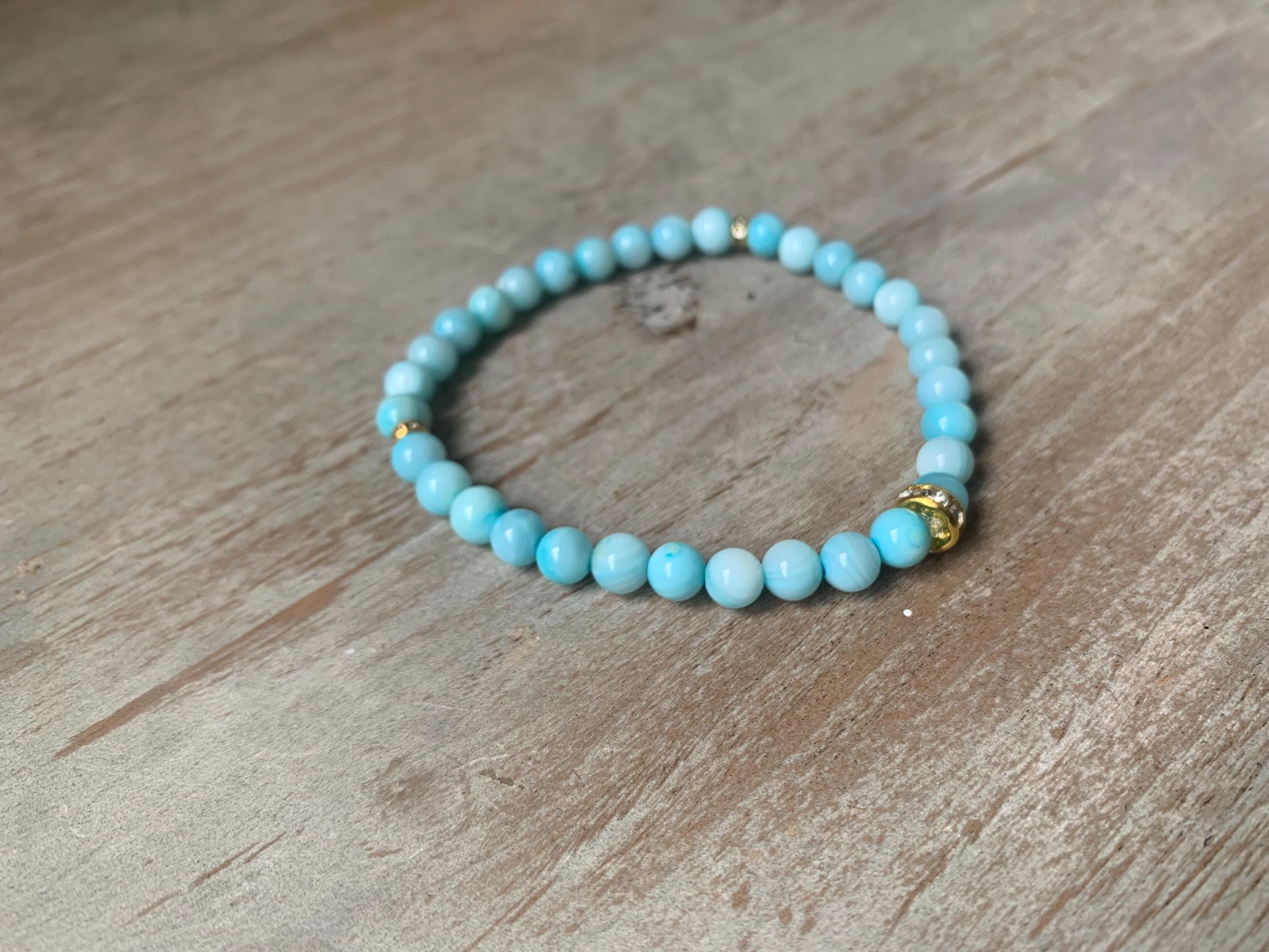 Light Blue Dyed Shell Tasbih Bracelet (33 beads) - image 3