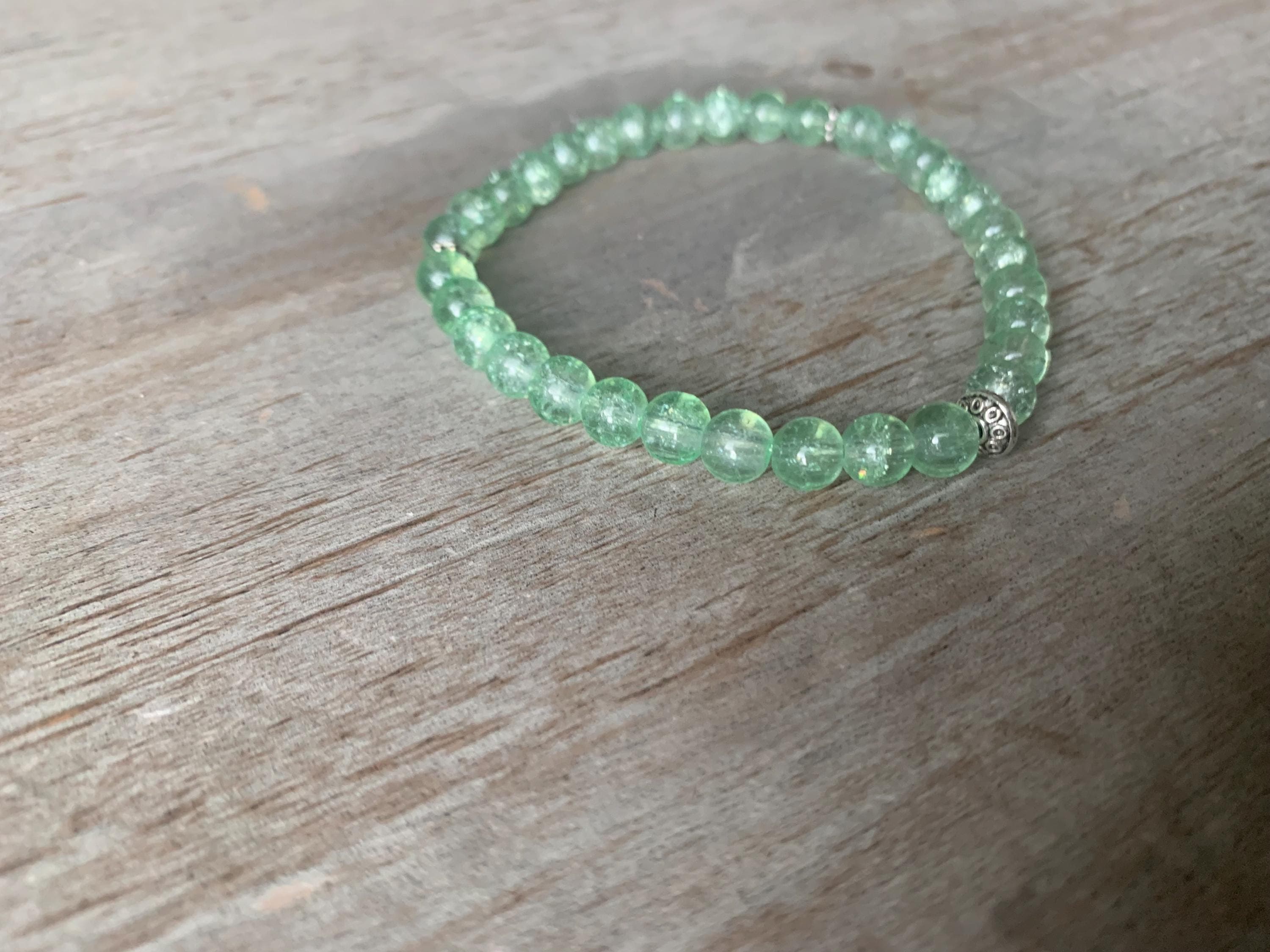 Light Green Cracked Glass Bead Tasbih Bracelet (33 Beads)
