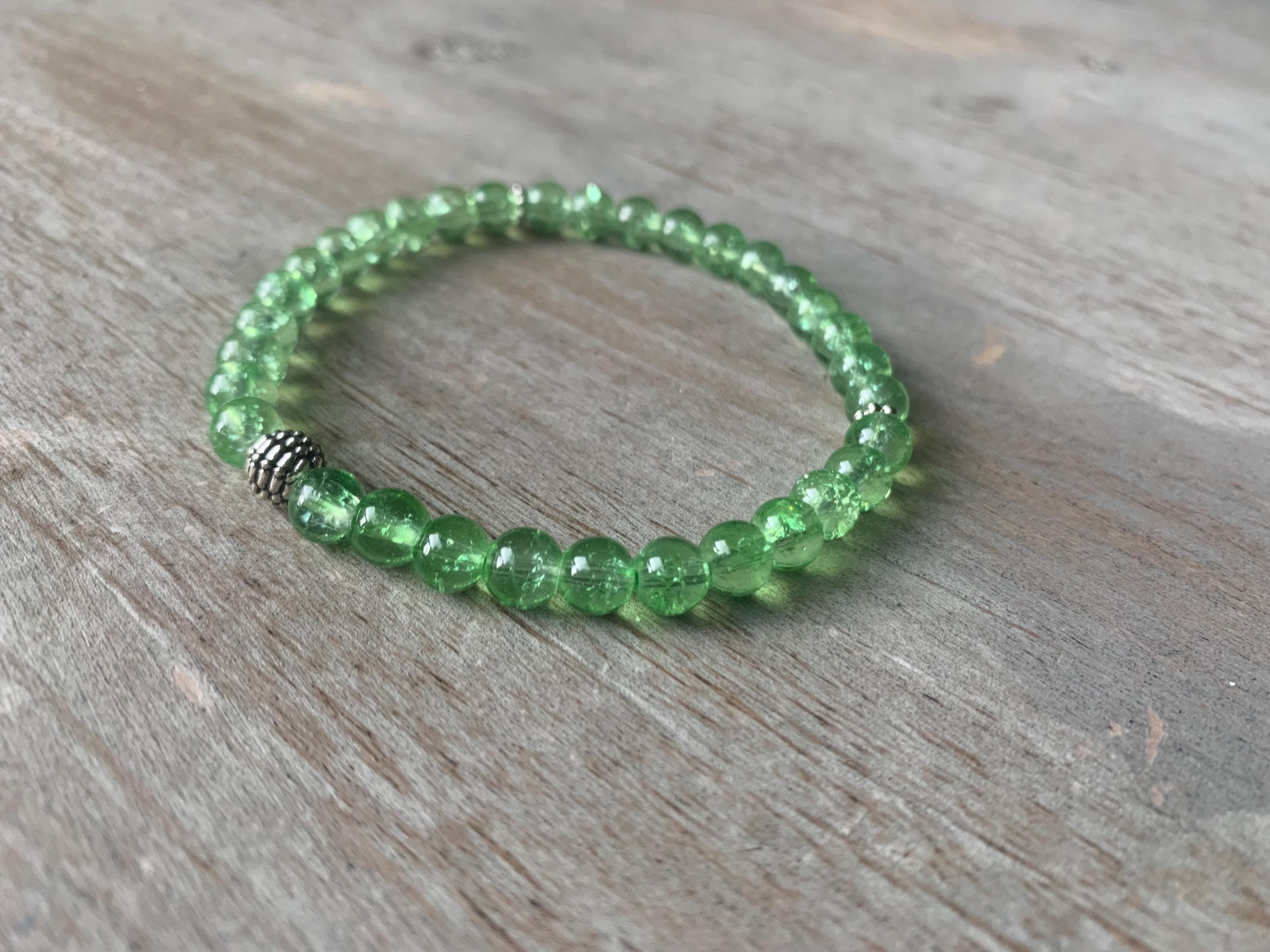 Green Cracked Glass Bead Tasbih Bracelet (33 Beads) - image 3