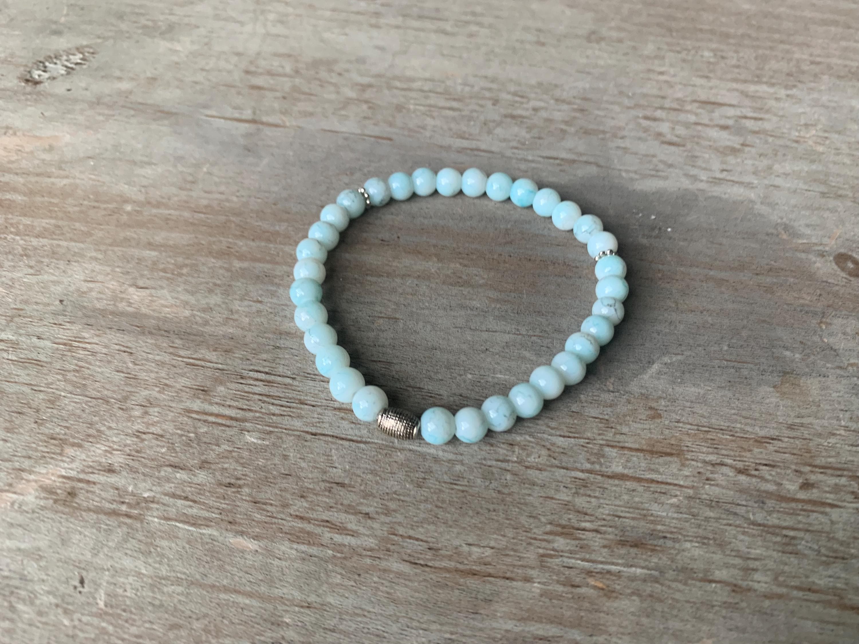 Light Blue Marbled Glass Bead Tasbih Bracelet (33 Beads) - image 4
