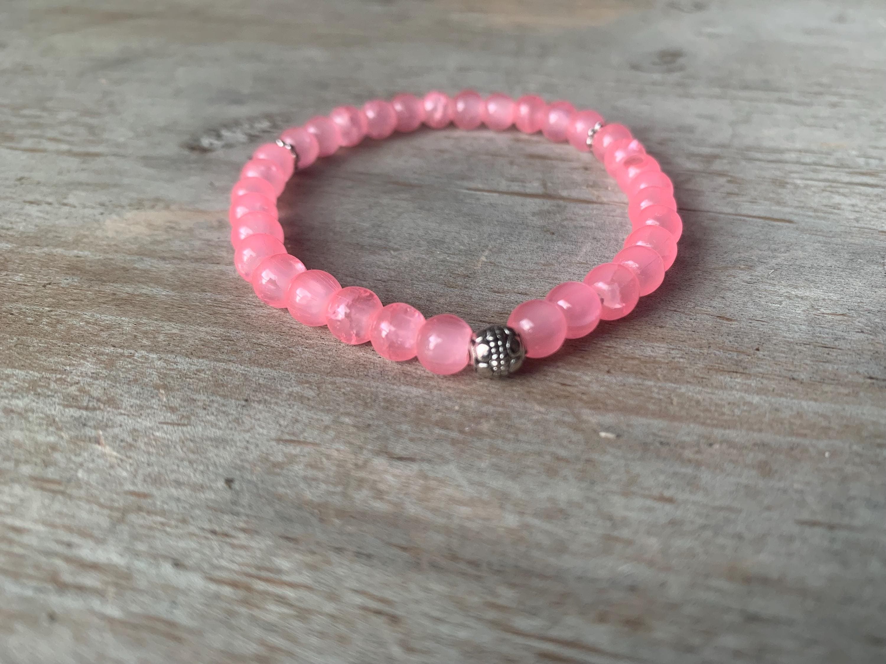 Pink Cracked Glass Bead Tasbih Bracelet (33 Beads) - image 5