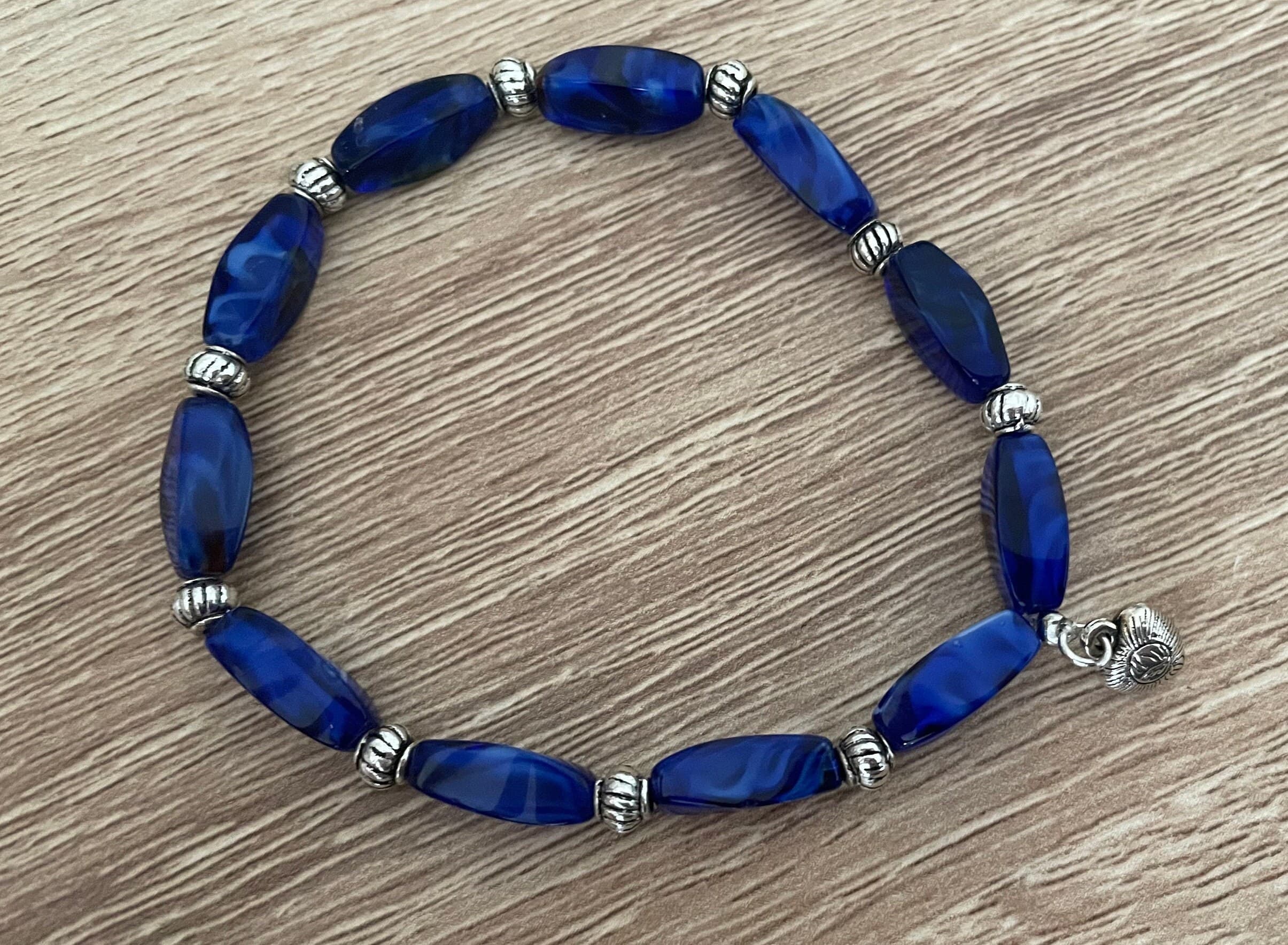 Blue Glass Bead Bracelet - image 4