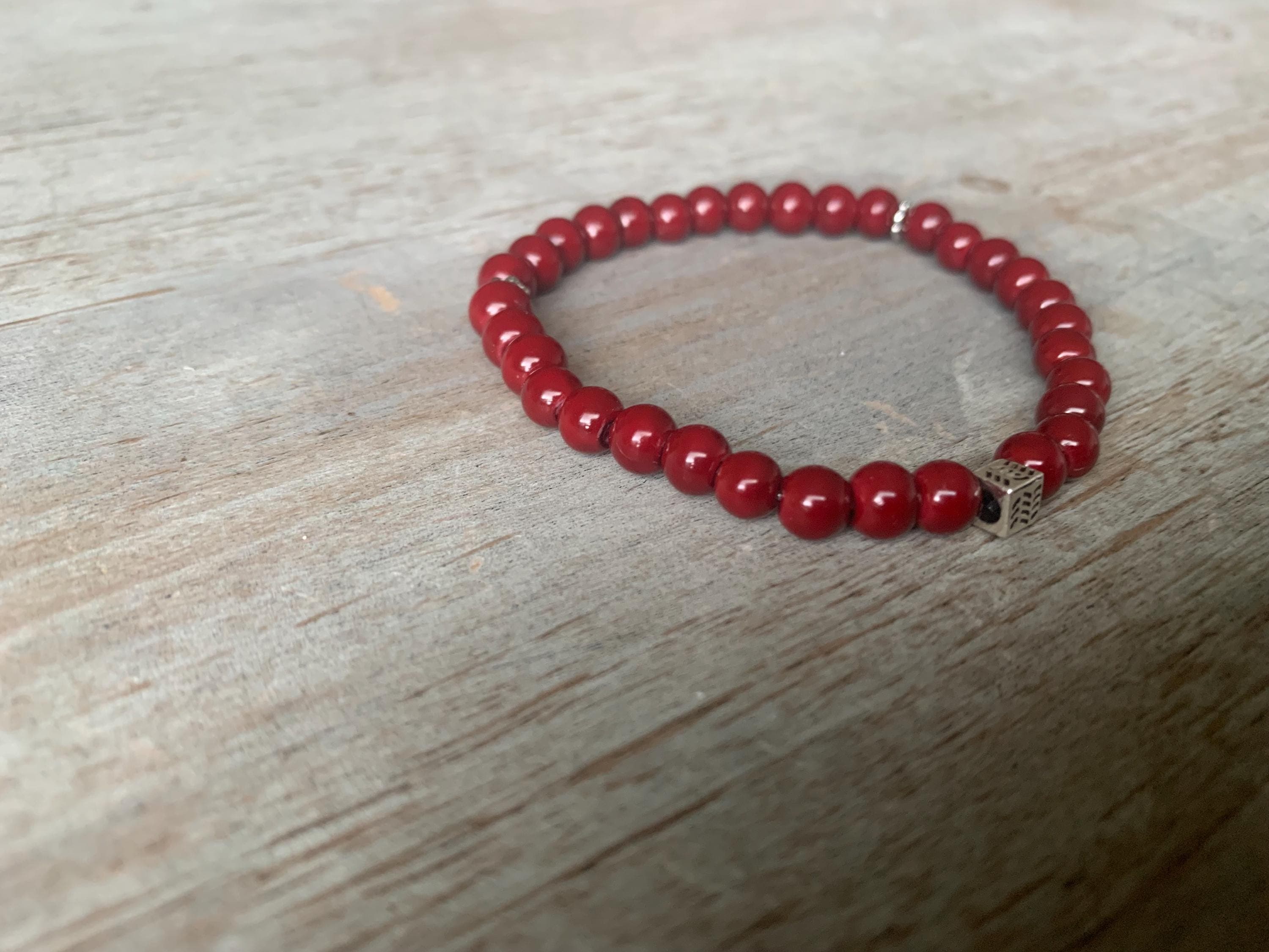 Dark Red Glass Bead Tasbih Bracelet (33 Beads) - image 4