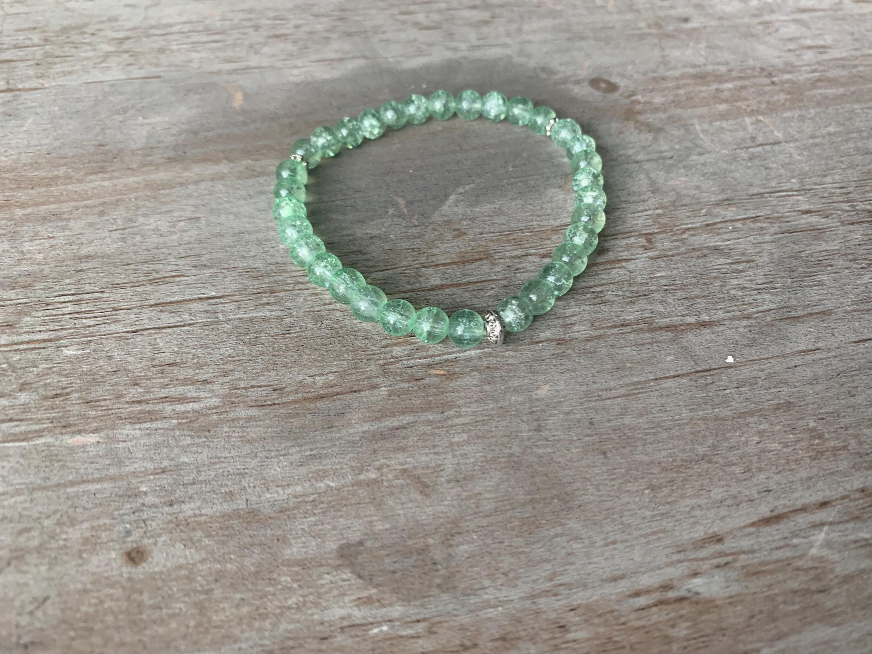 Light Green Cracked Glass Bead Tasbih Bracelet (33 Beads) - image 3