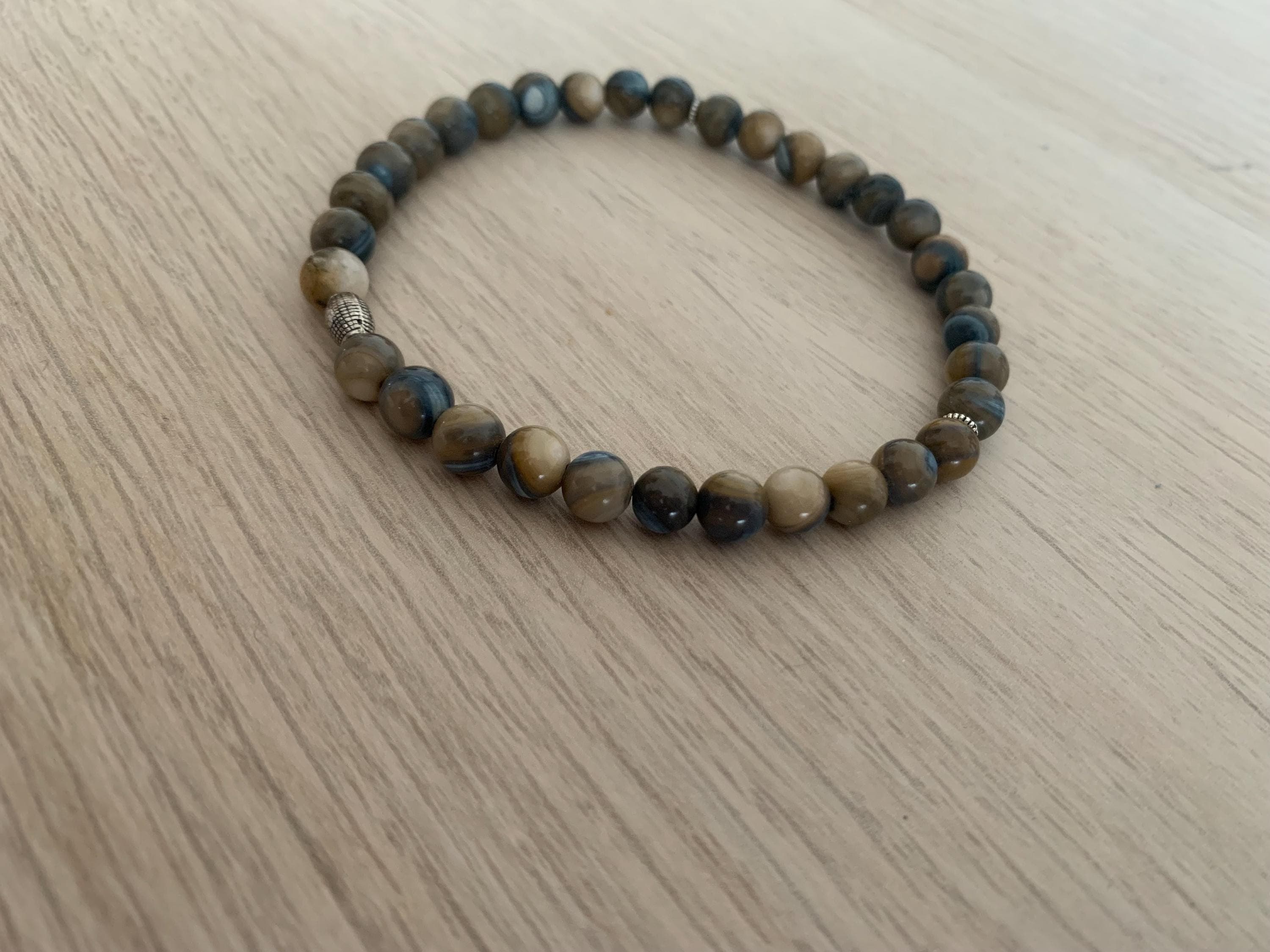 Tan and Blue Shell Pocket Tasbih (33 beads) - image 3