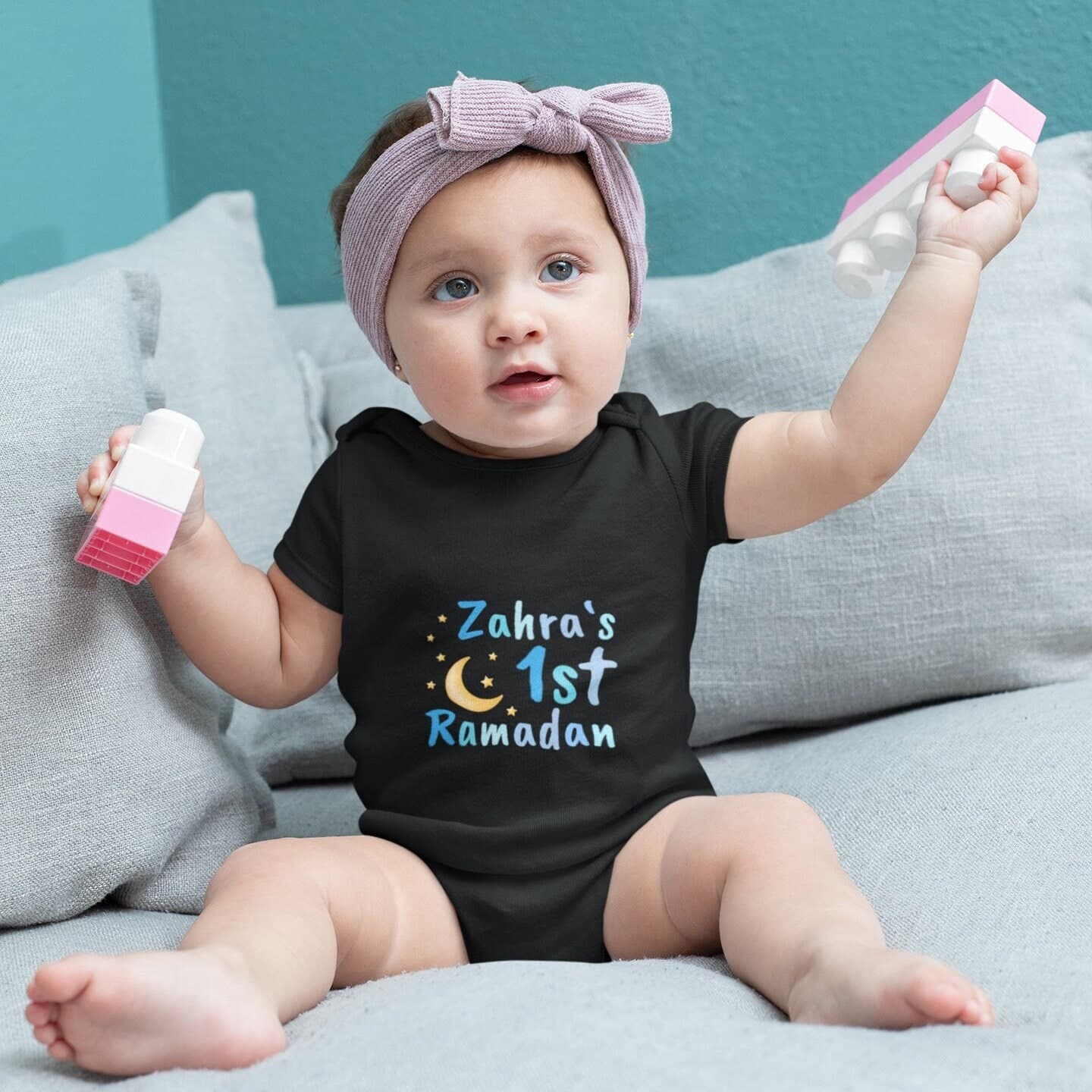 Personalized First Ramadan Baby Bodysuit: Custom Name, Eid Gift