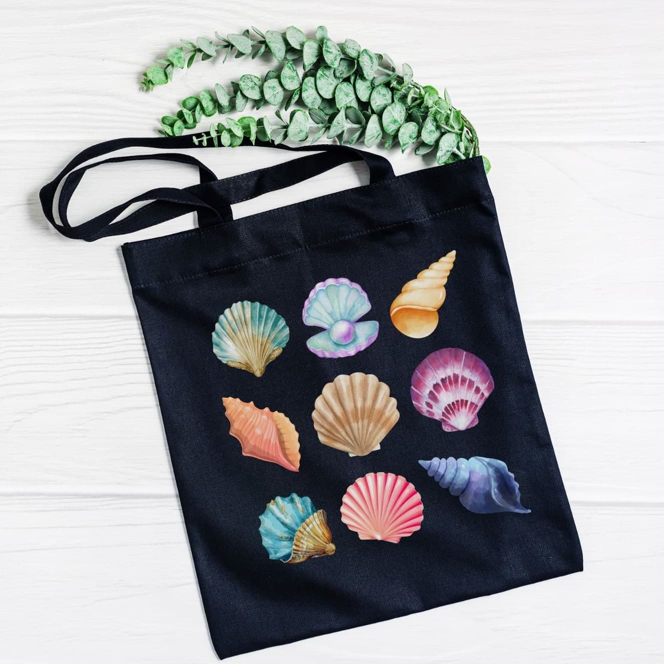 Seashell Canvas Tote Bag: Beach Lover Reusable Shopping Bag - image 3