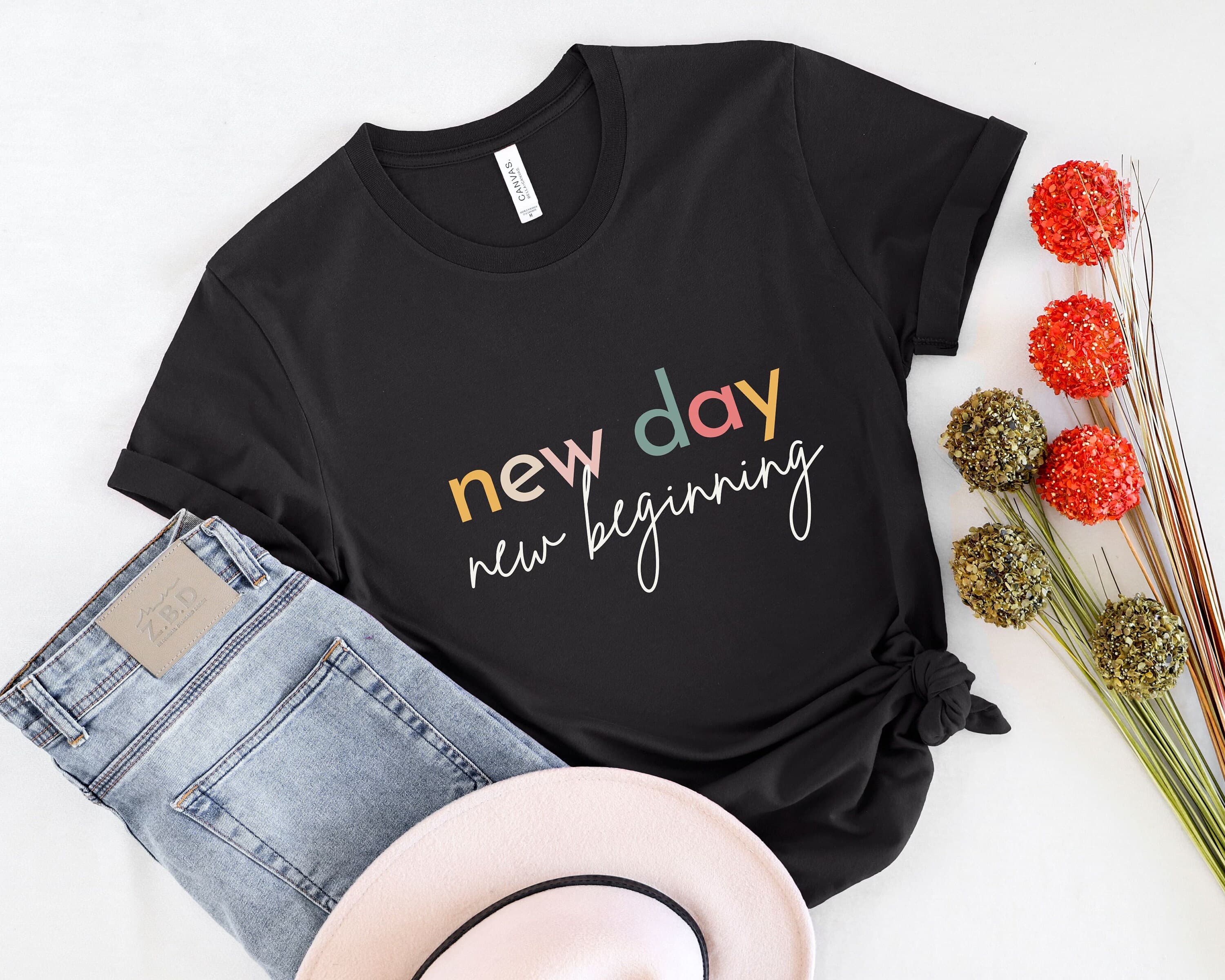 New Day New Beginning Shirt - Retro Inspirational Tee - image 5