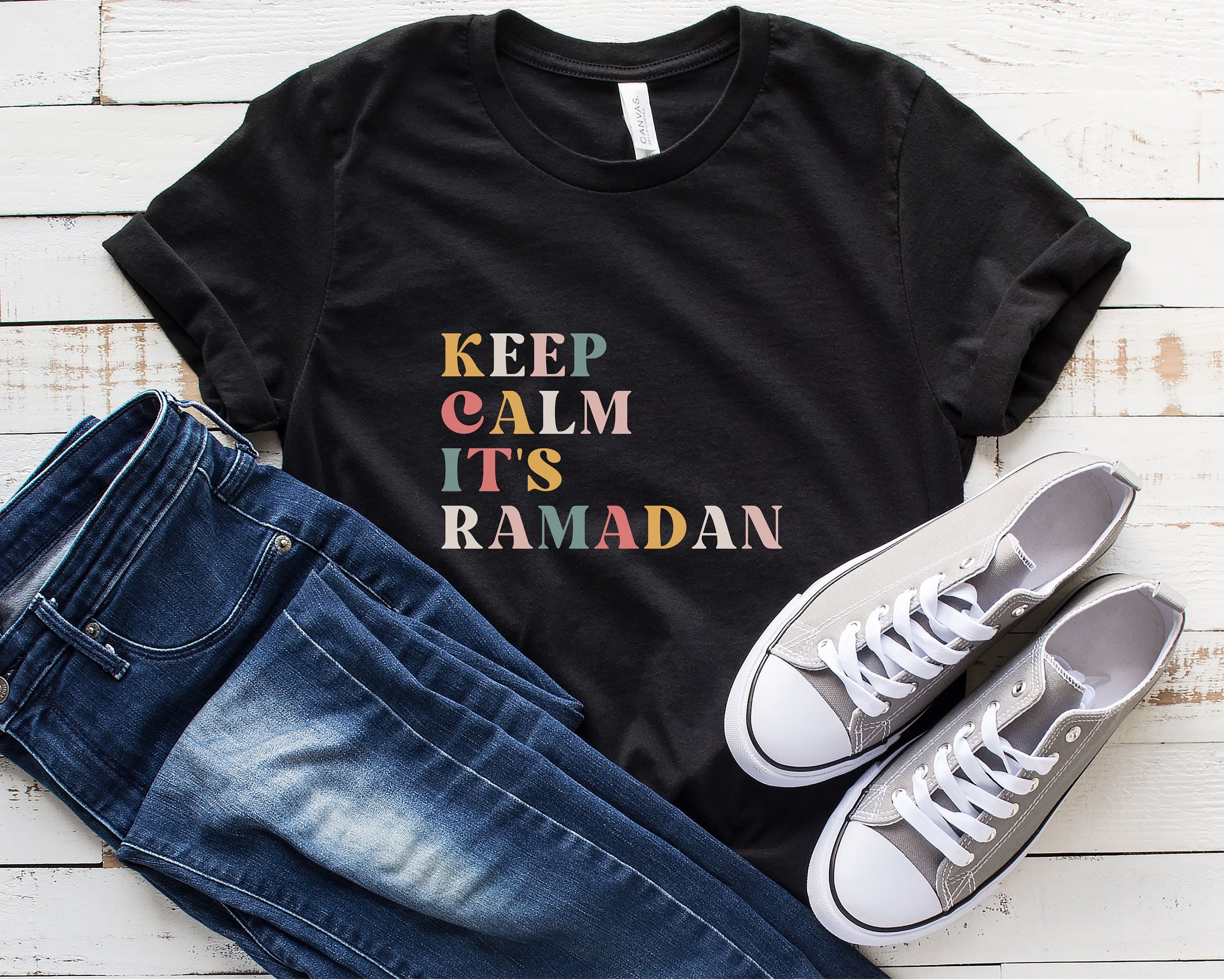 Funny Ramadan T-shirt, Keep Calm Retro Fasting Shirt